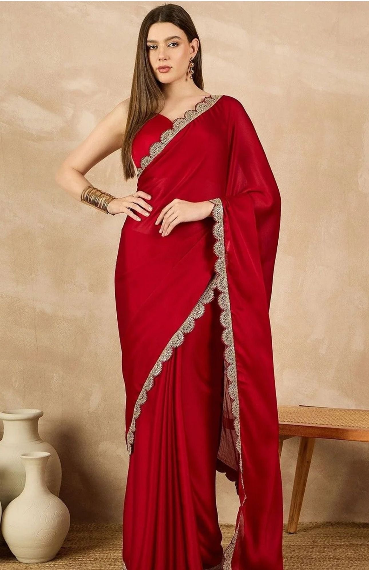 Red Party Wear Saree