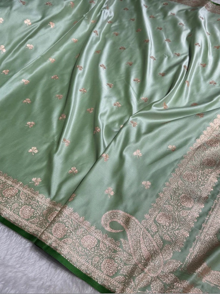 Turqouise Banarasi Mashru Silk Saree