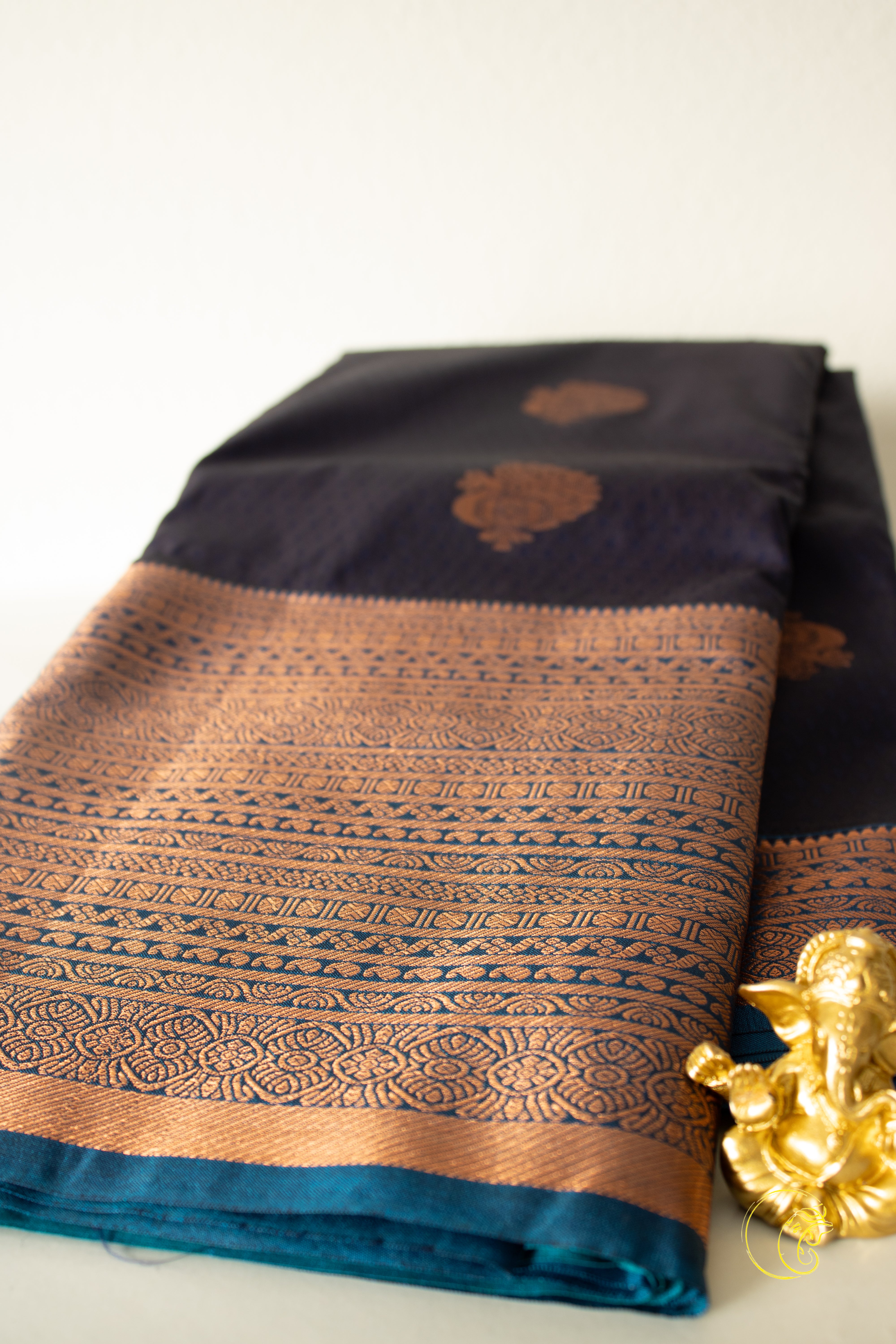 Navy Blue SemiKanchi Saree