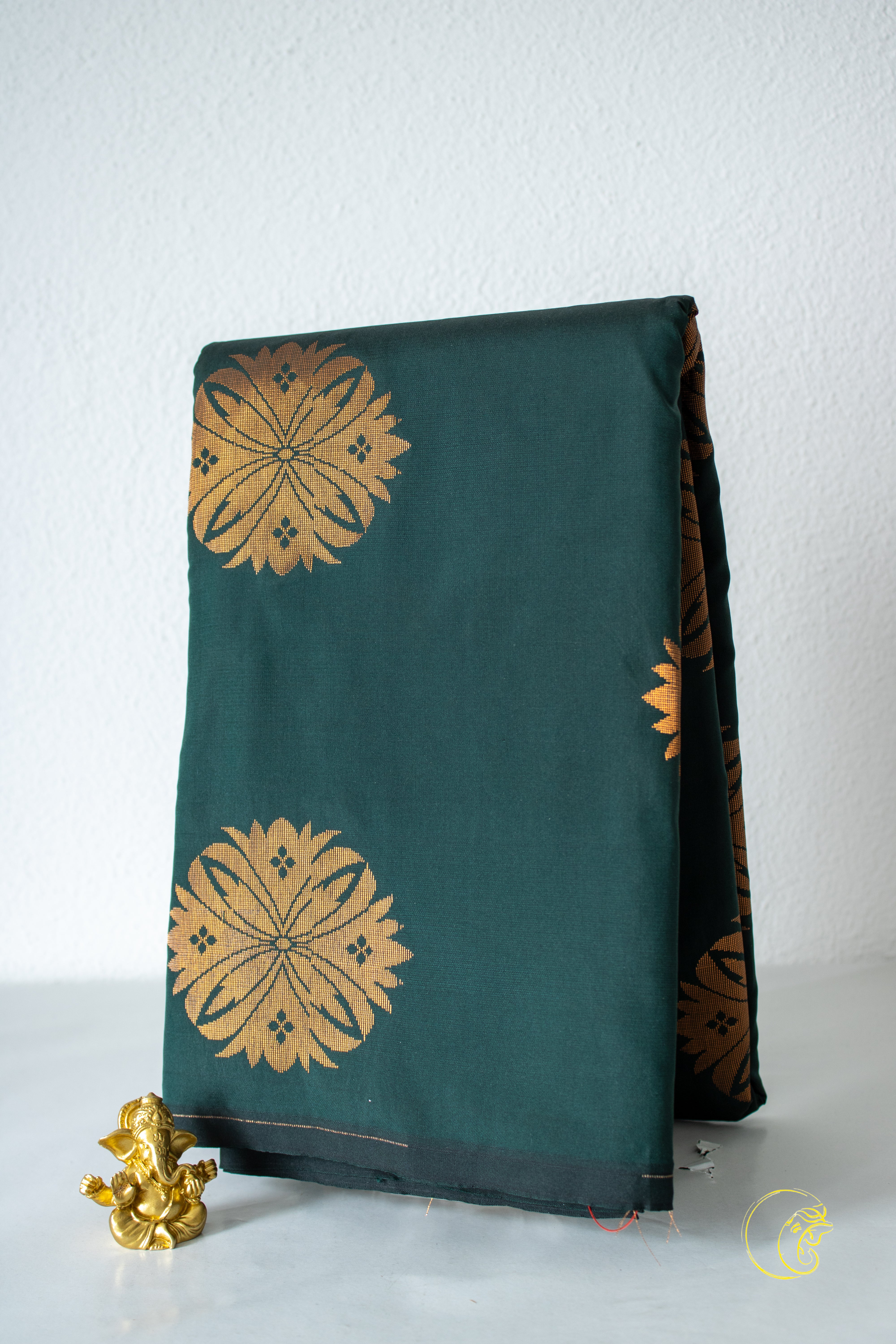Forest Green & Ruby Red SemiSilk Saree