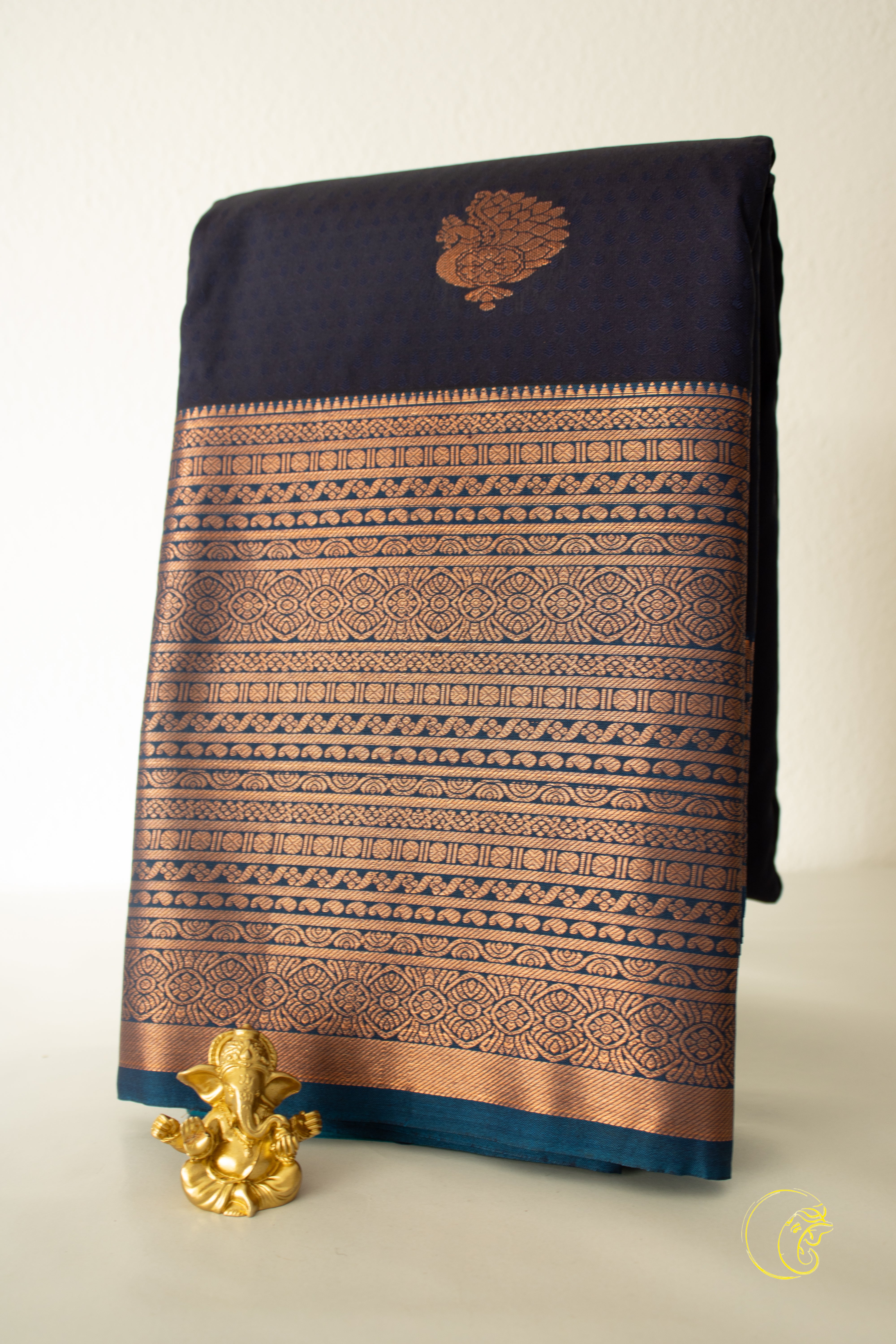 Navy Blue SemiKanchi Saree