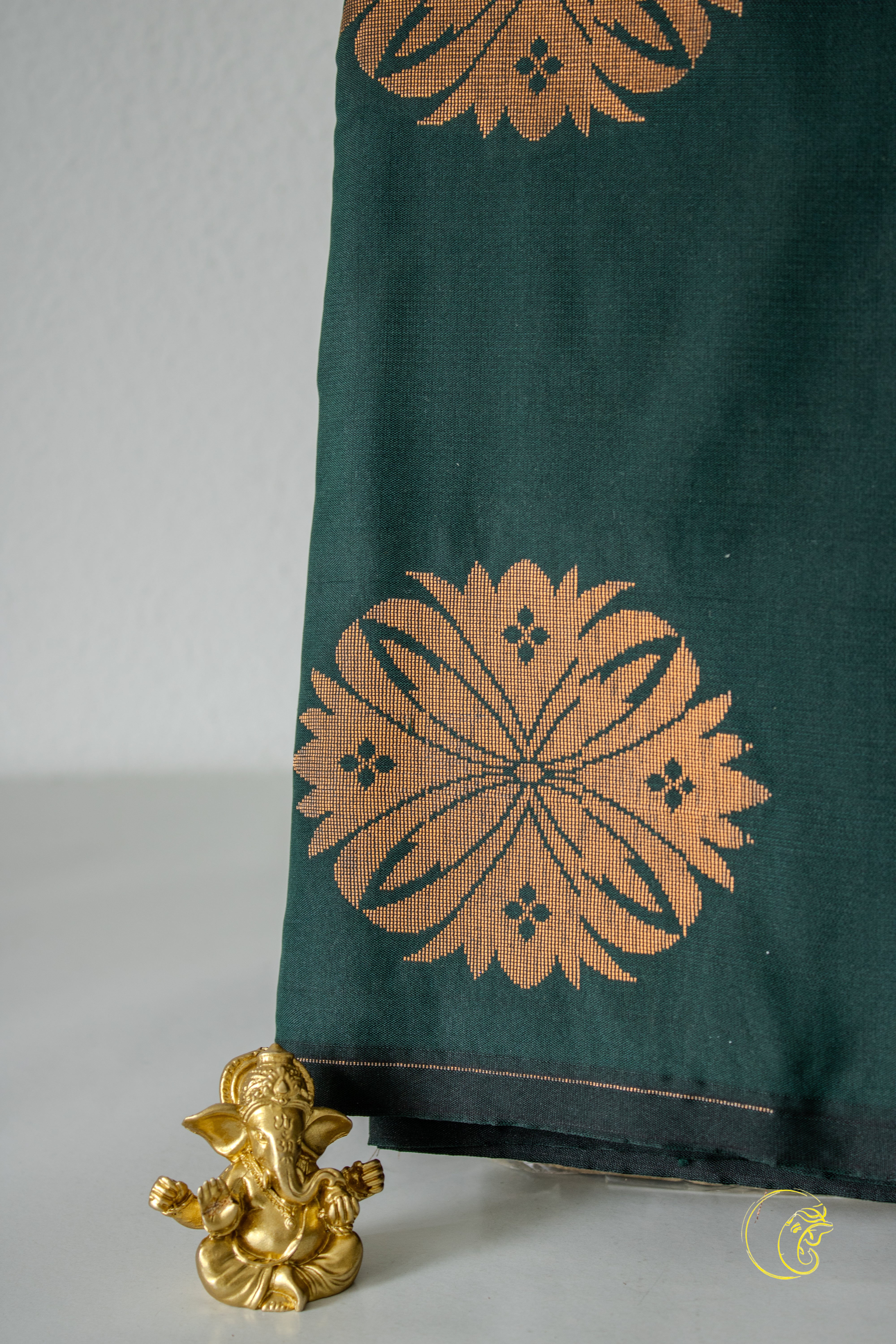 Forest Green & Ruby Red SemiSilk Saree