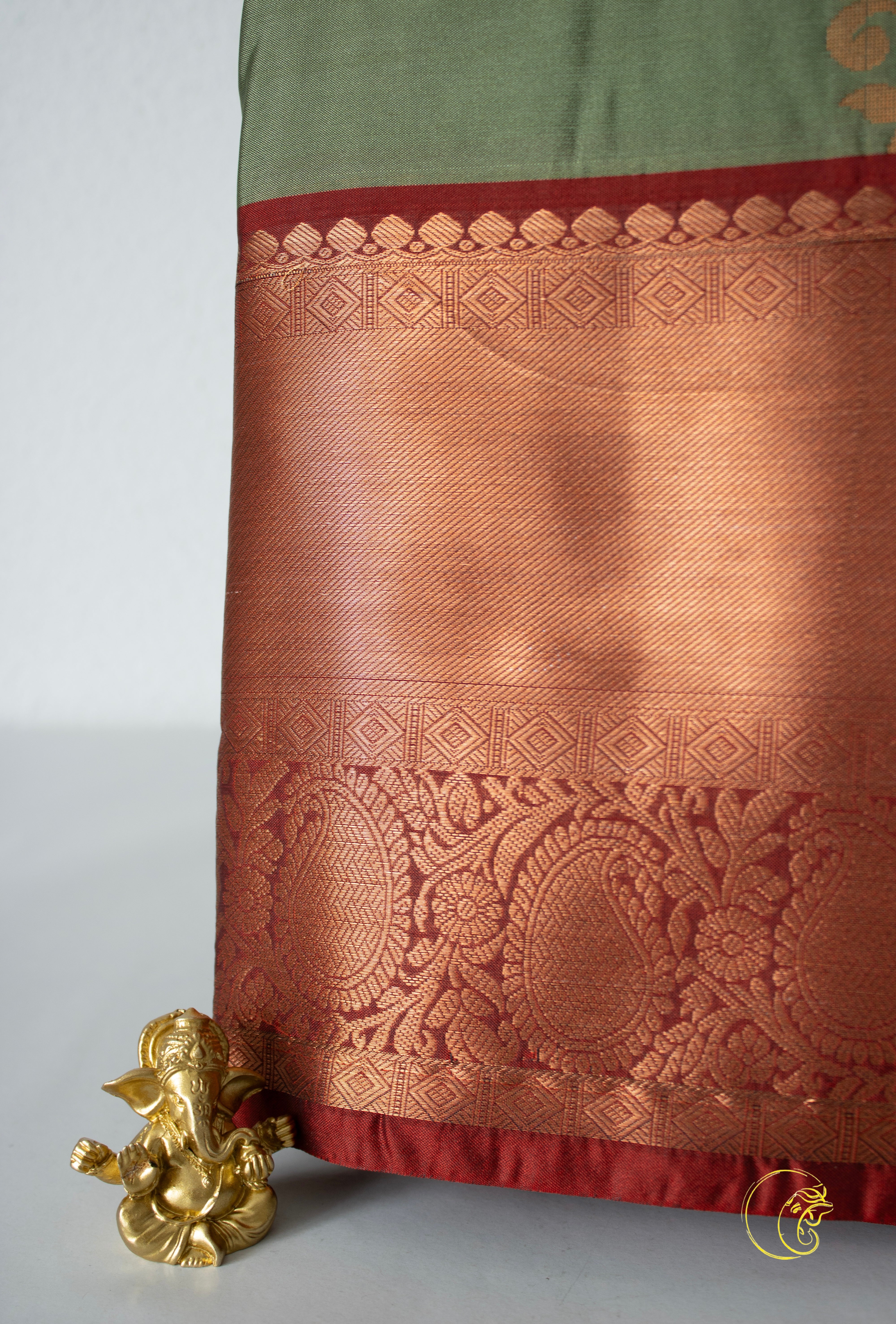 Sage & Maroon SemiKanchi Saree