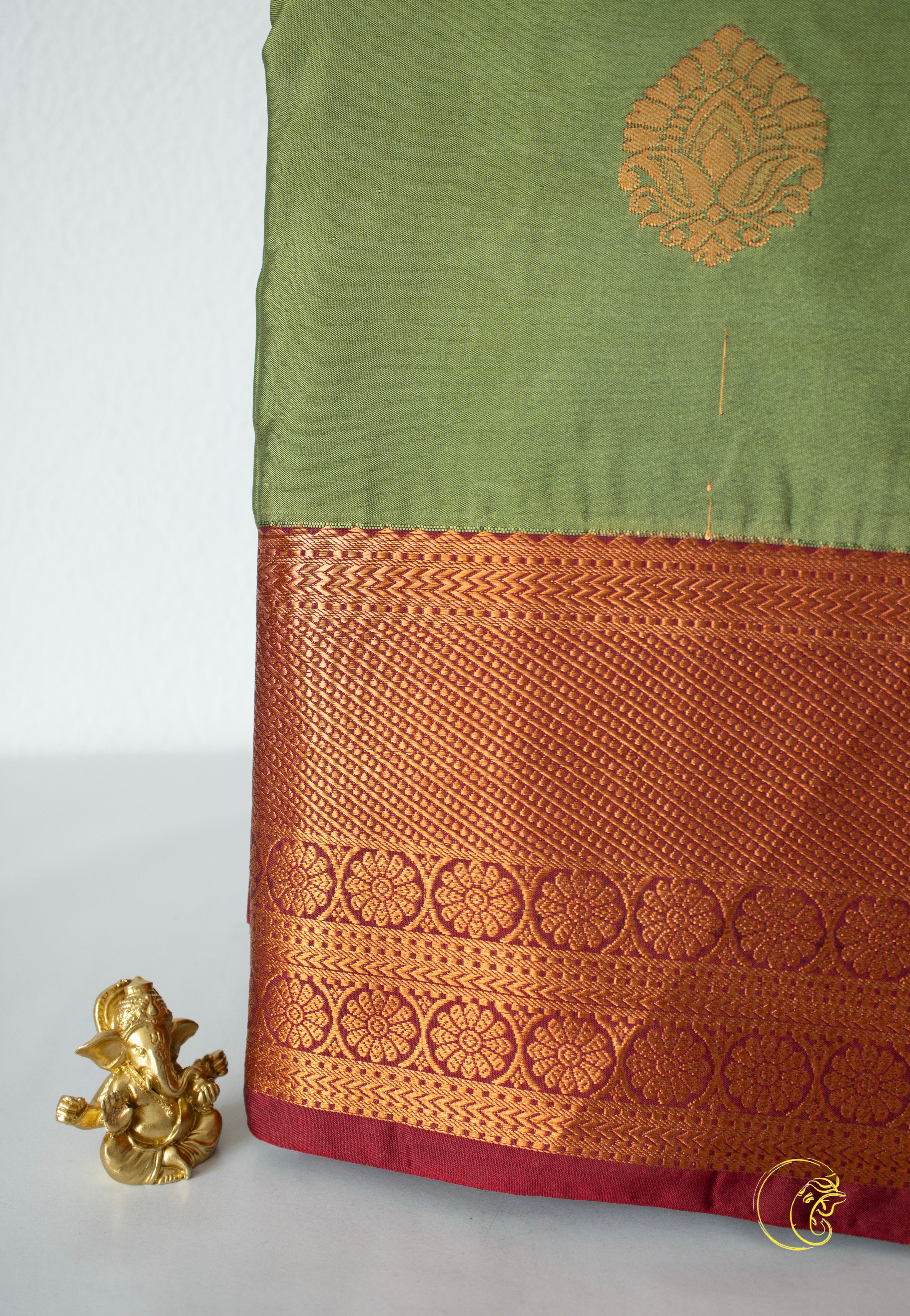 Minty & Maroon SemiKanchi Saree