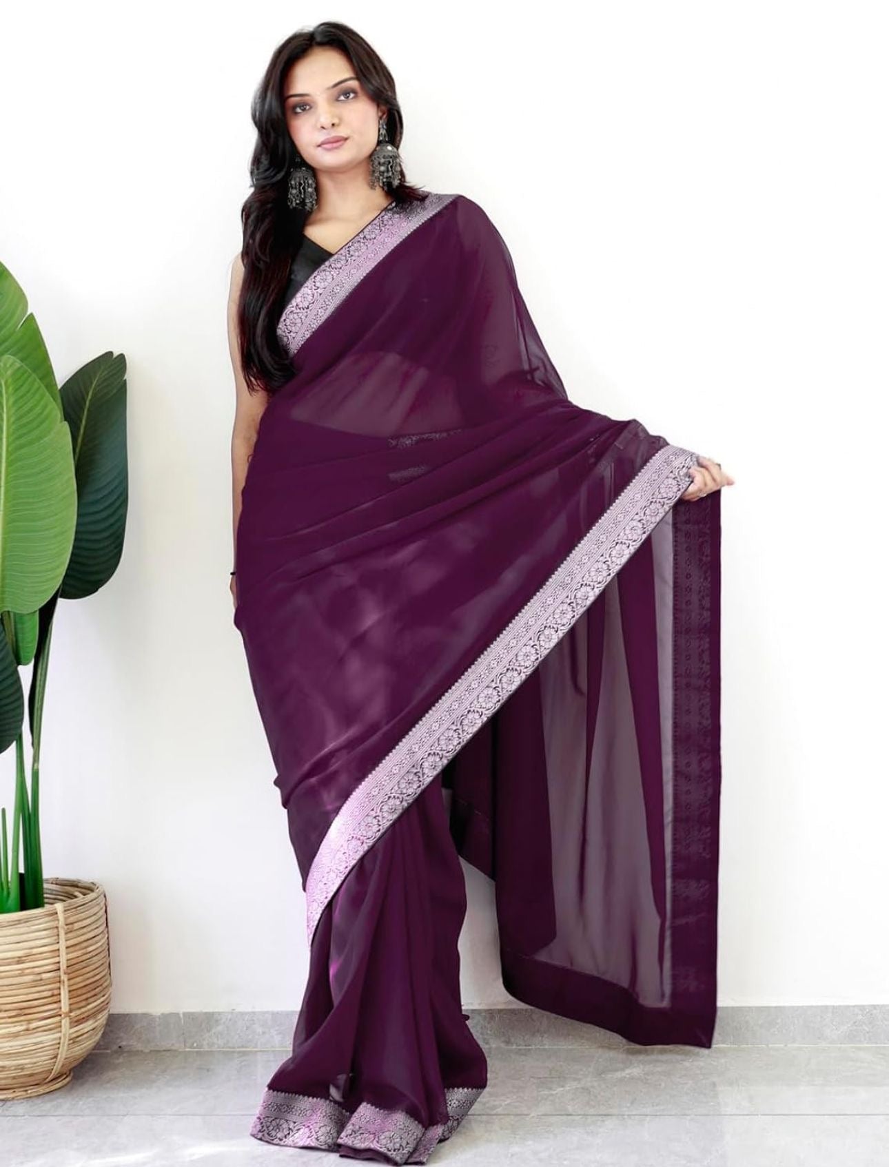 Purple Georgette Saree