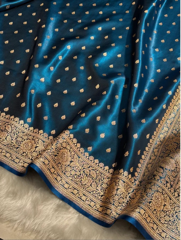 Blue Banarasi Mashru Silk Saree
