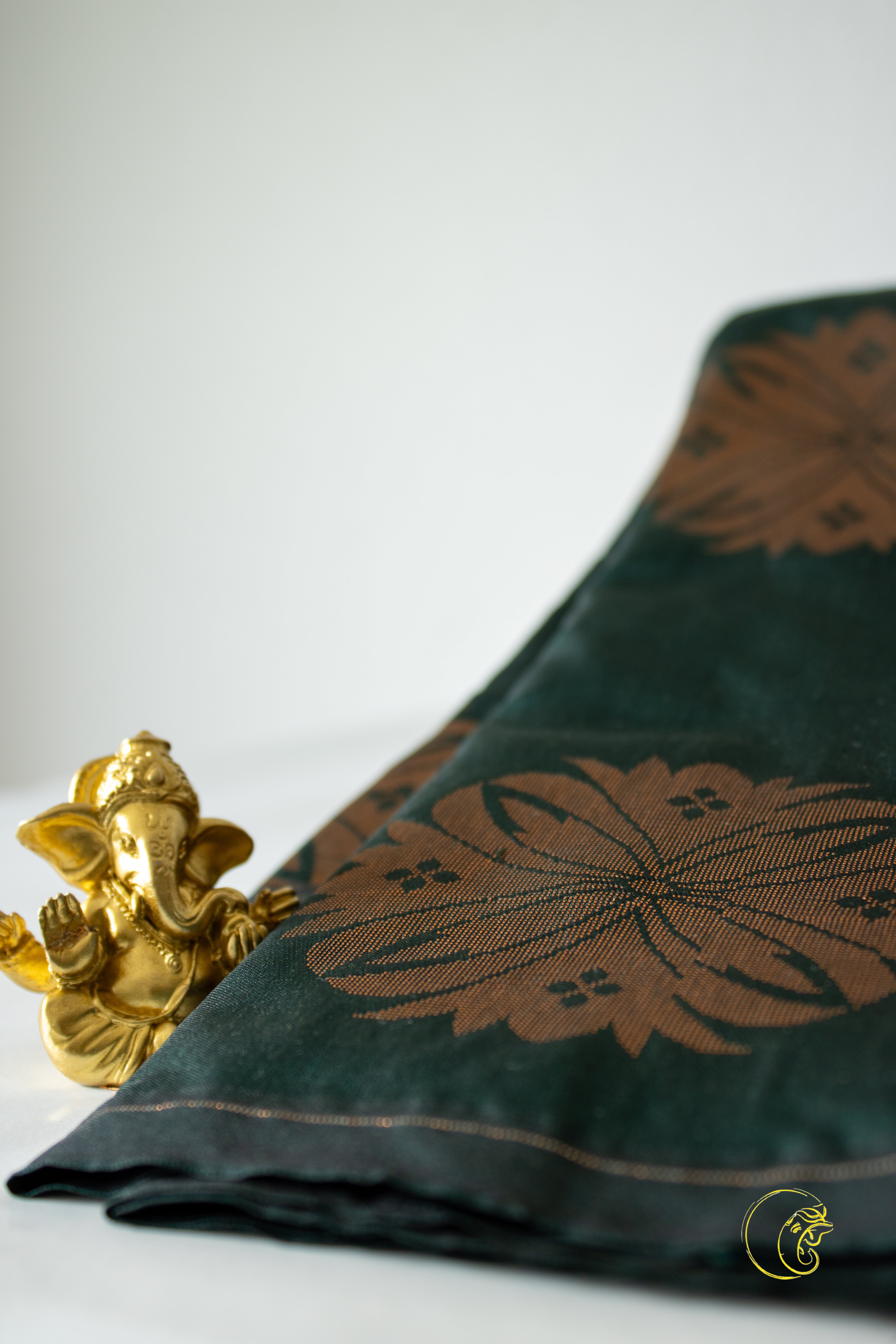 Forest Green & Ruby Red SemiSilk Saree