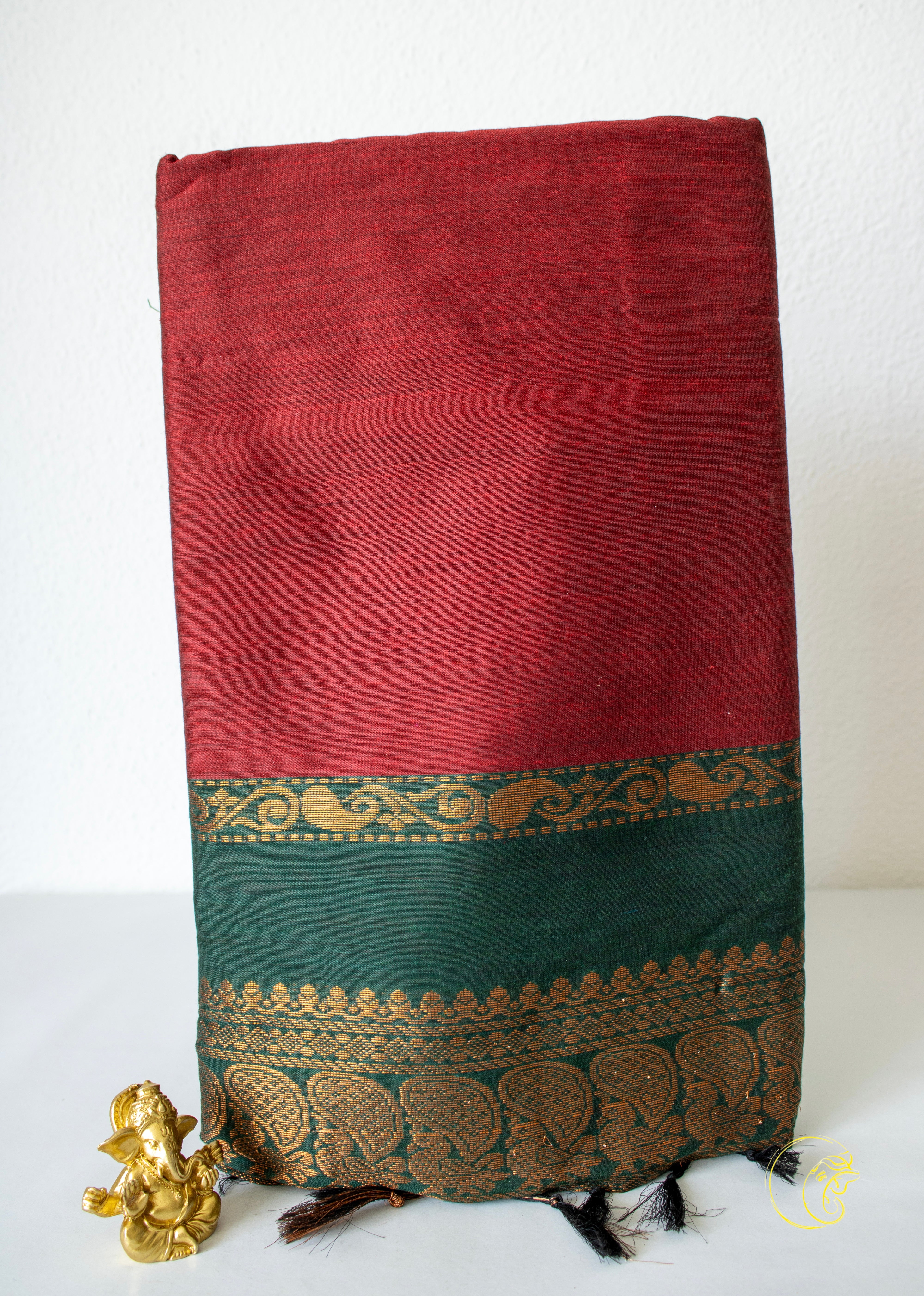 Maroon & DarkGreen SoftCotton Saree (Kalyani)