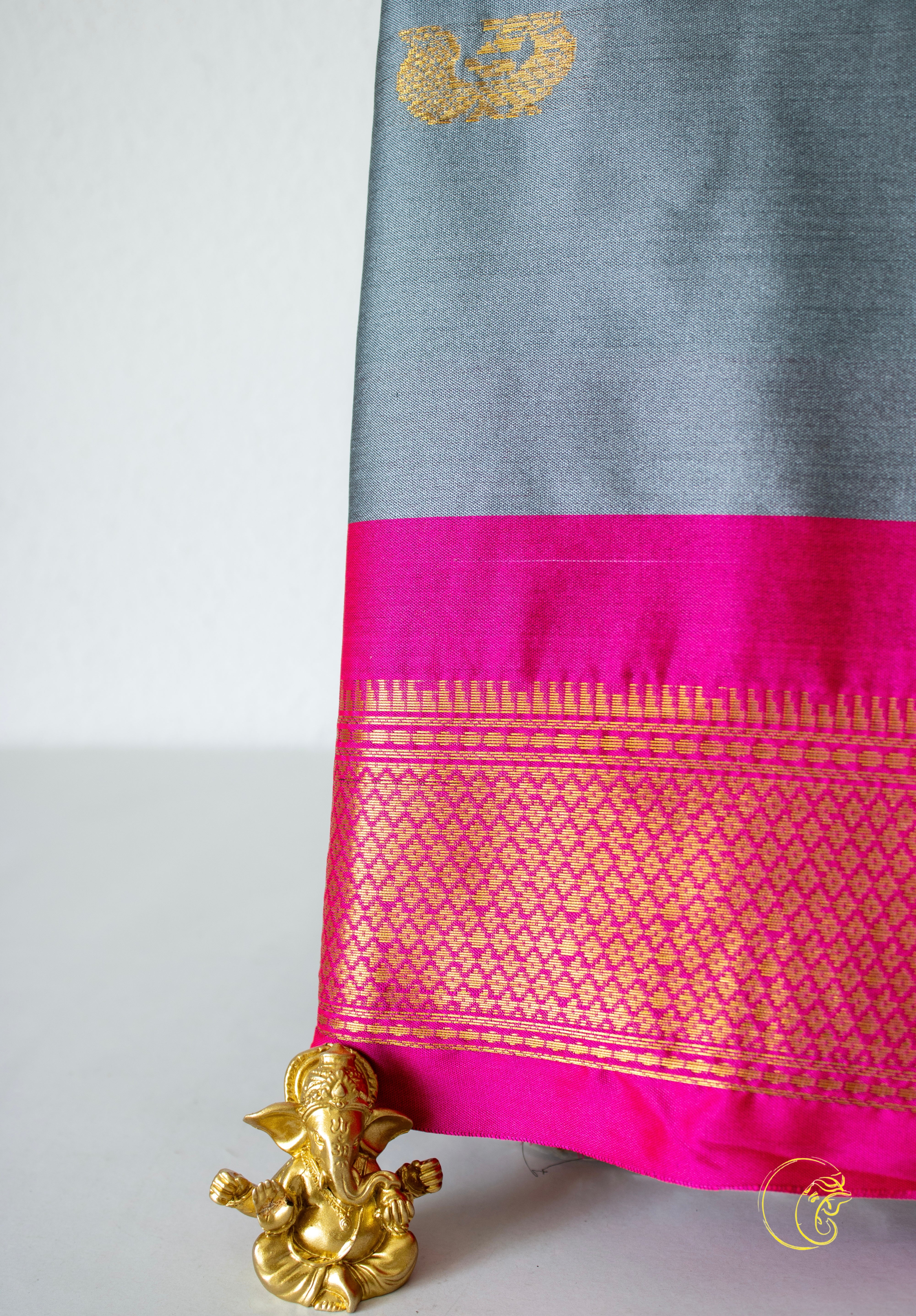 Grey & Pink SoftCotton Saree