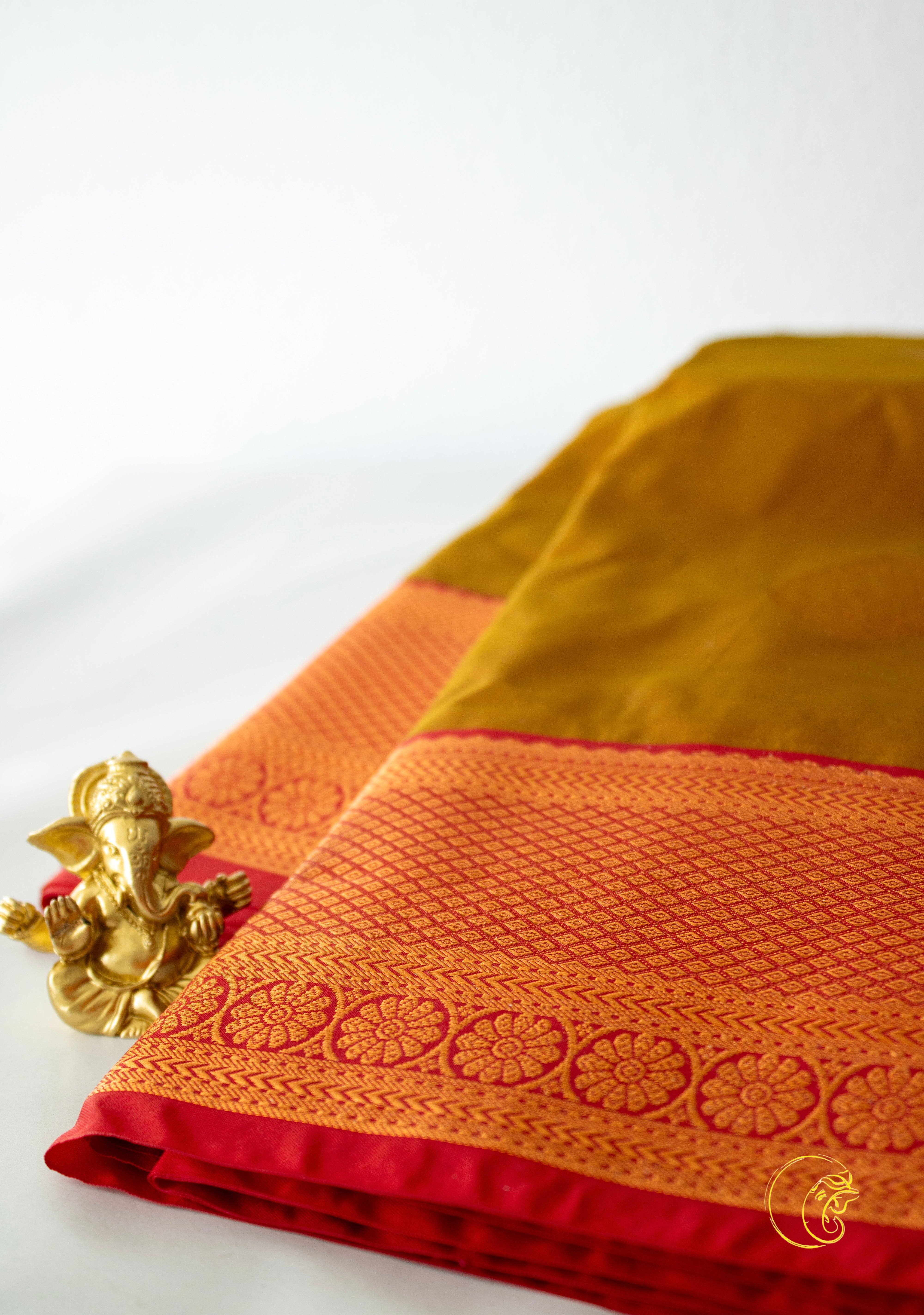 Sandy Orange & Red Softsilk Saree