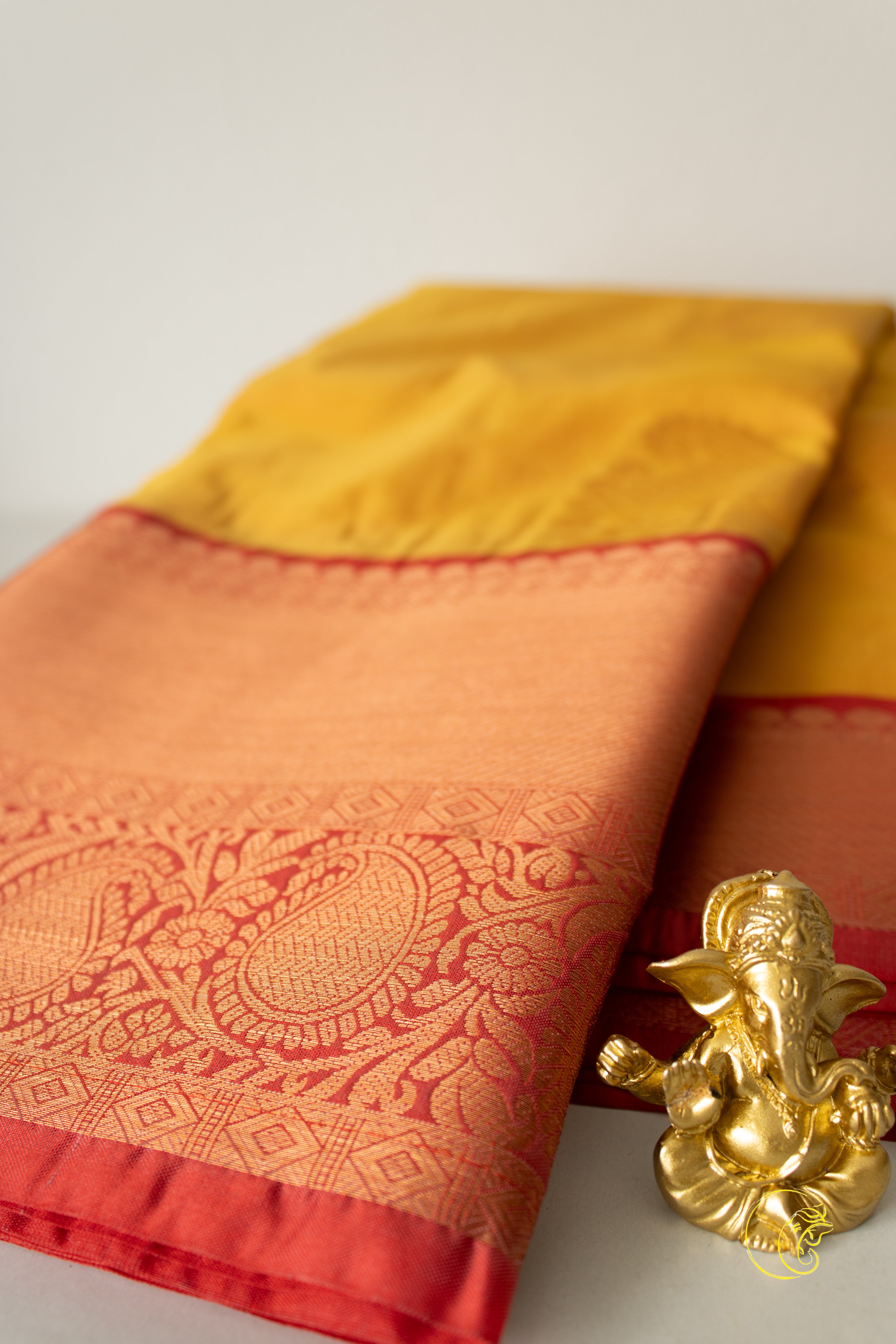 Yellow & Pink SoftSilk Saree