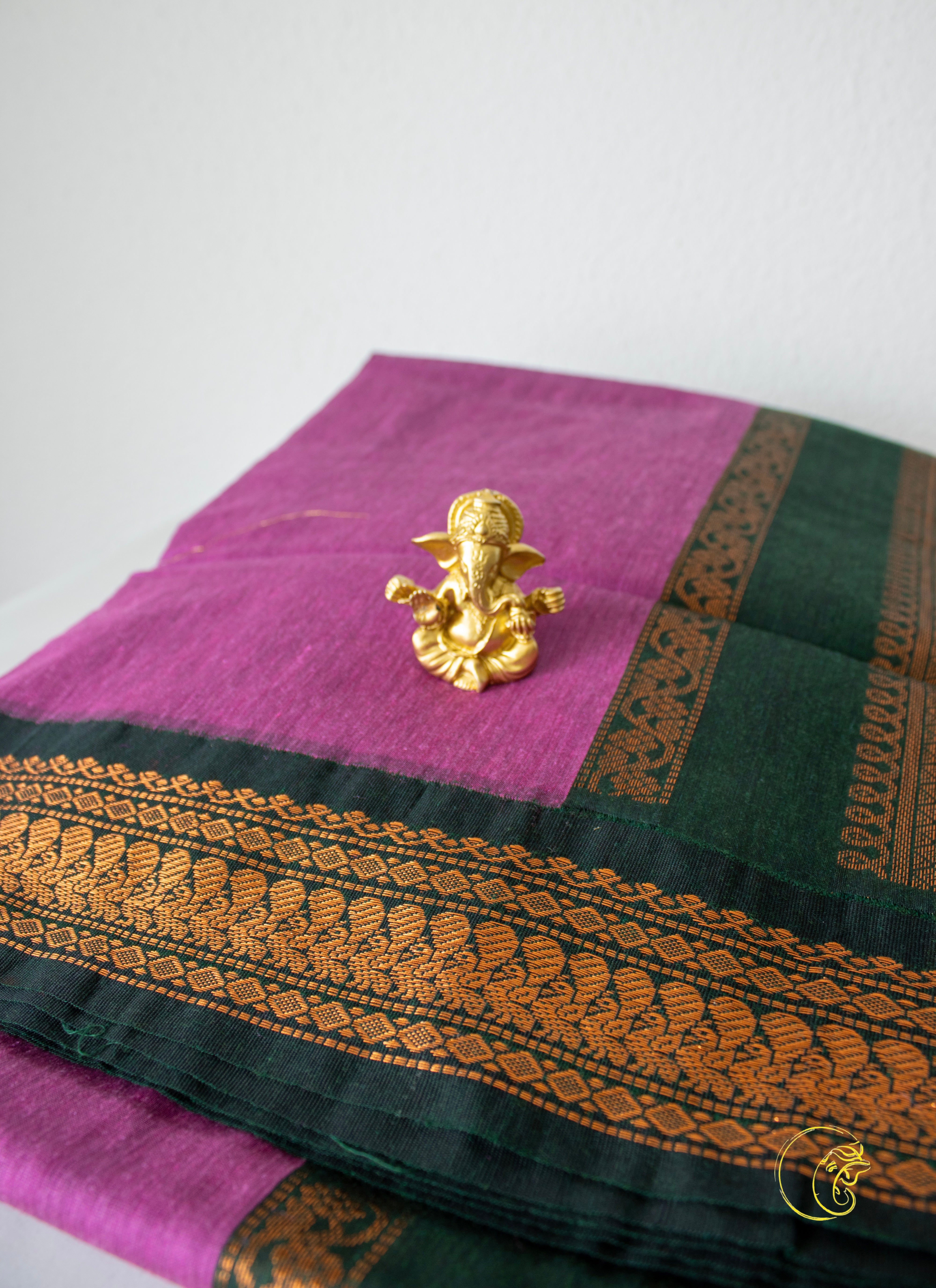 Fuchsia & Darkgreen SoftCotton Saree (Kalyani)