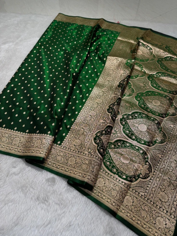 Green Banarasi Mashru Silk Saree