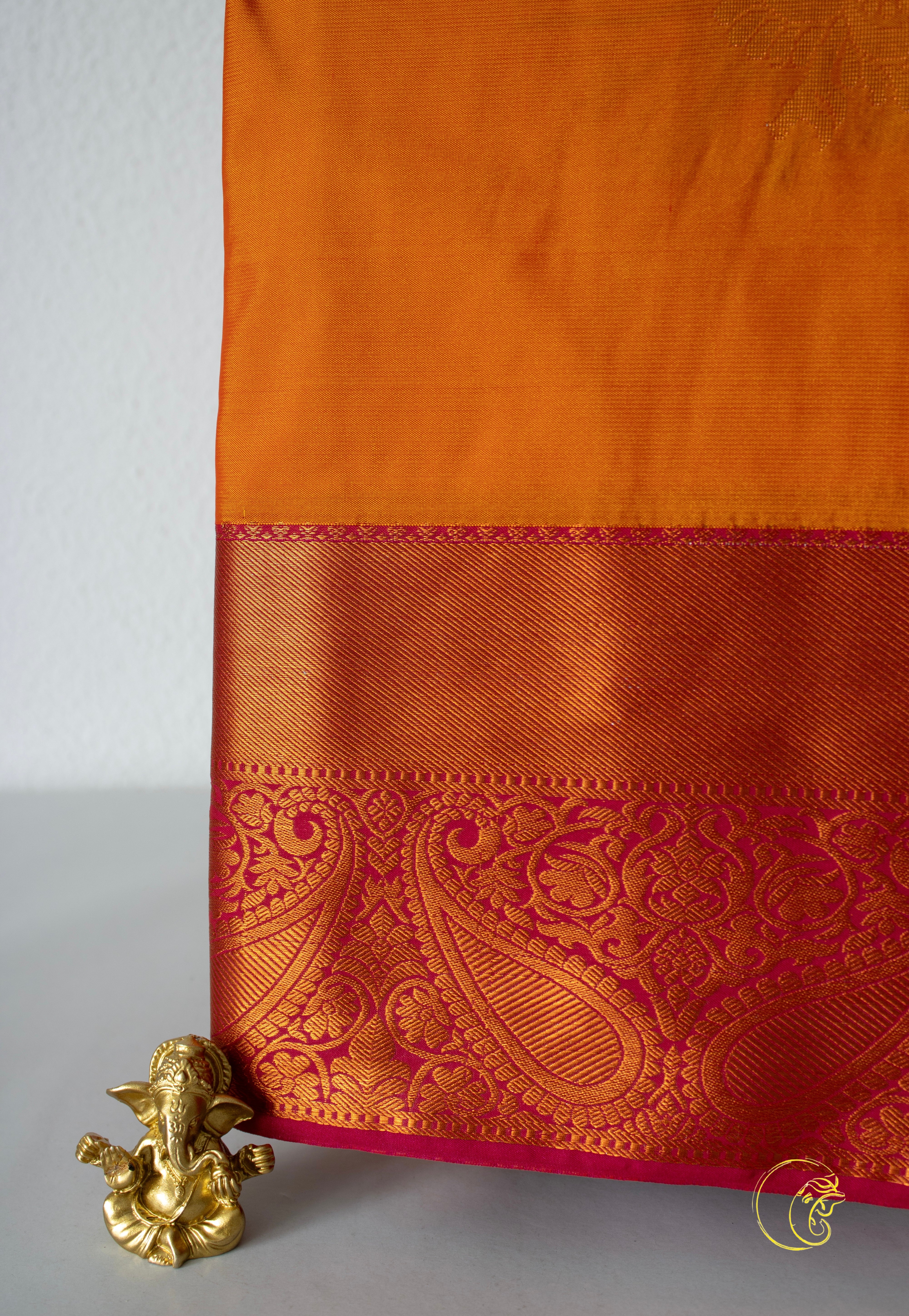 Orange & Pink SoftSilk Saree