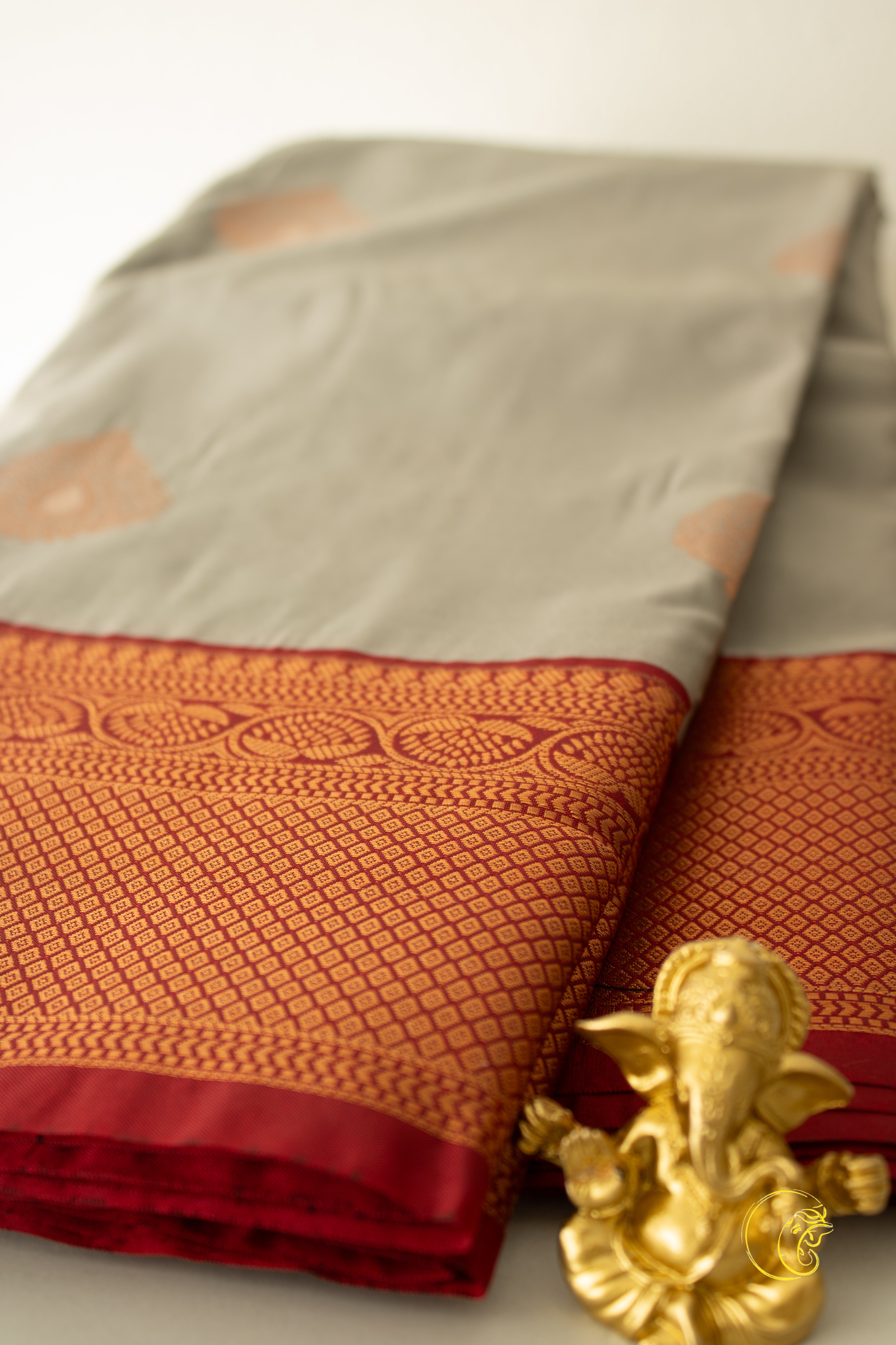 Grey & Maroon SoftSilk Saree