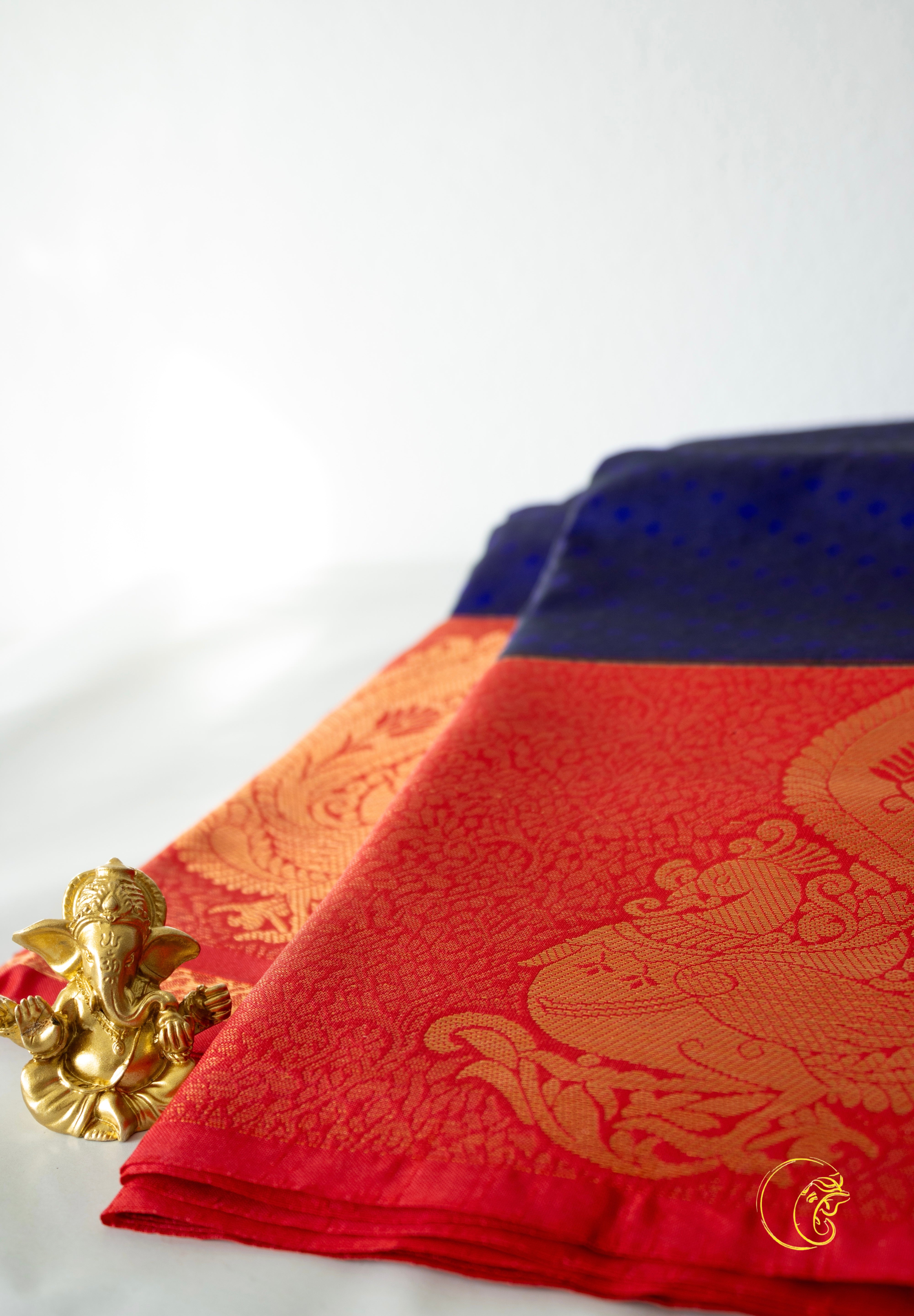 RoyalBlue & Red Softsilk Saree