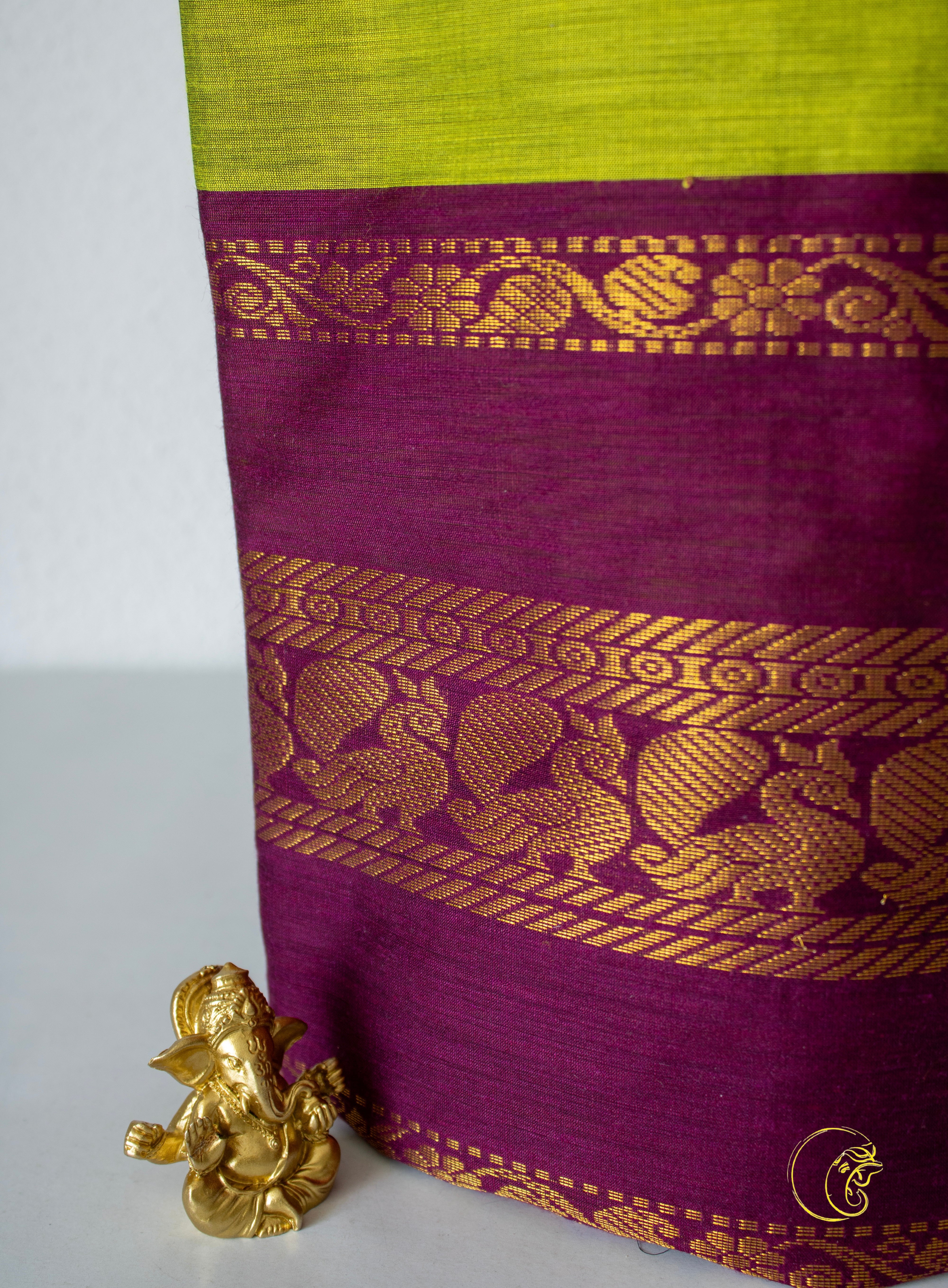 SpringGreen & Deep Purple SoftCotton Saree (Kalyani)