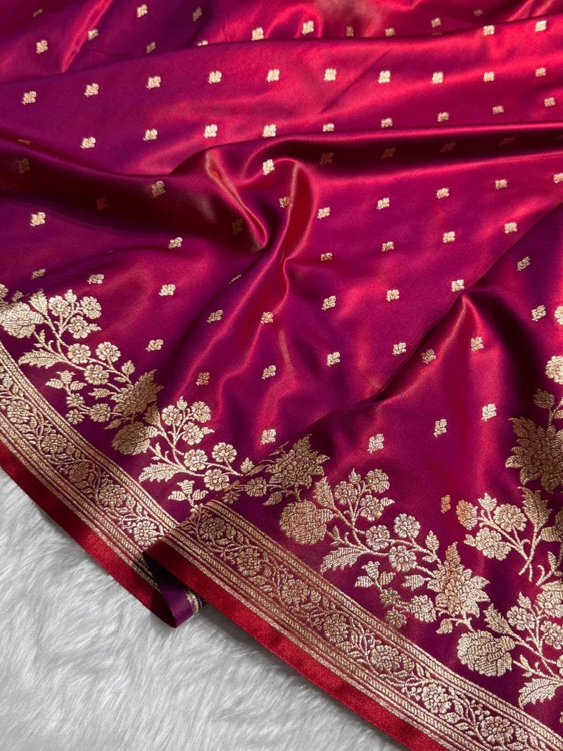 Berry Banarasi Mashru Silk Saree