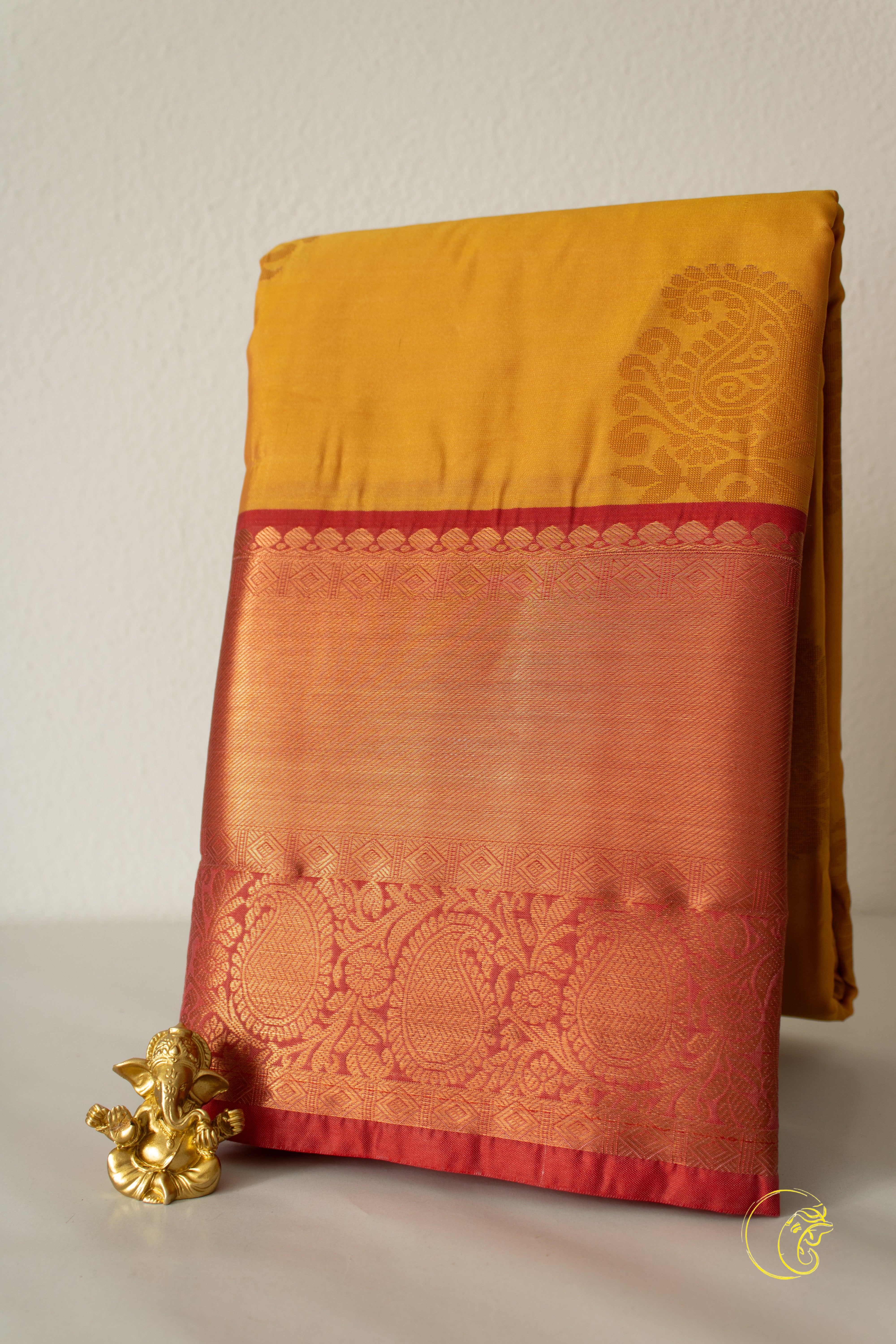 Yellow & Pink SoftSilk Saree