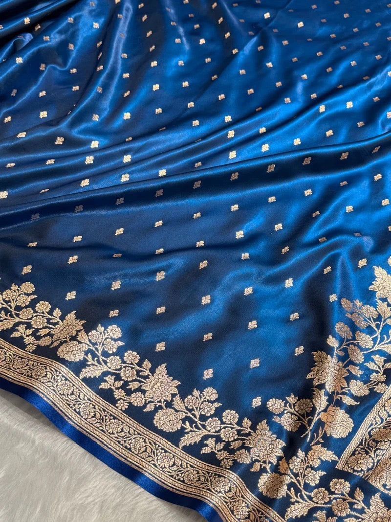 Blue Banarasi Mashru Silk Saree