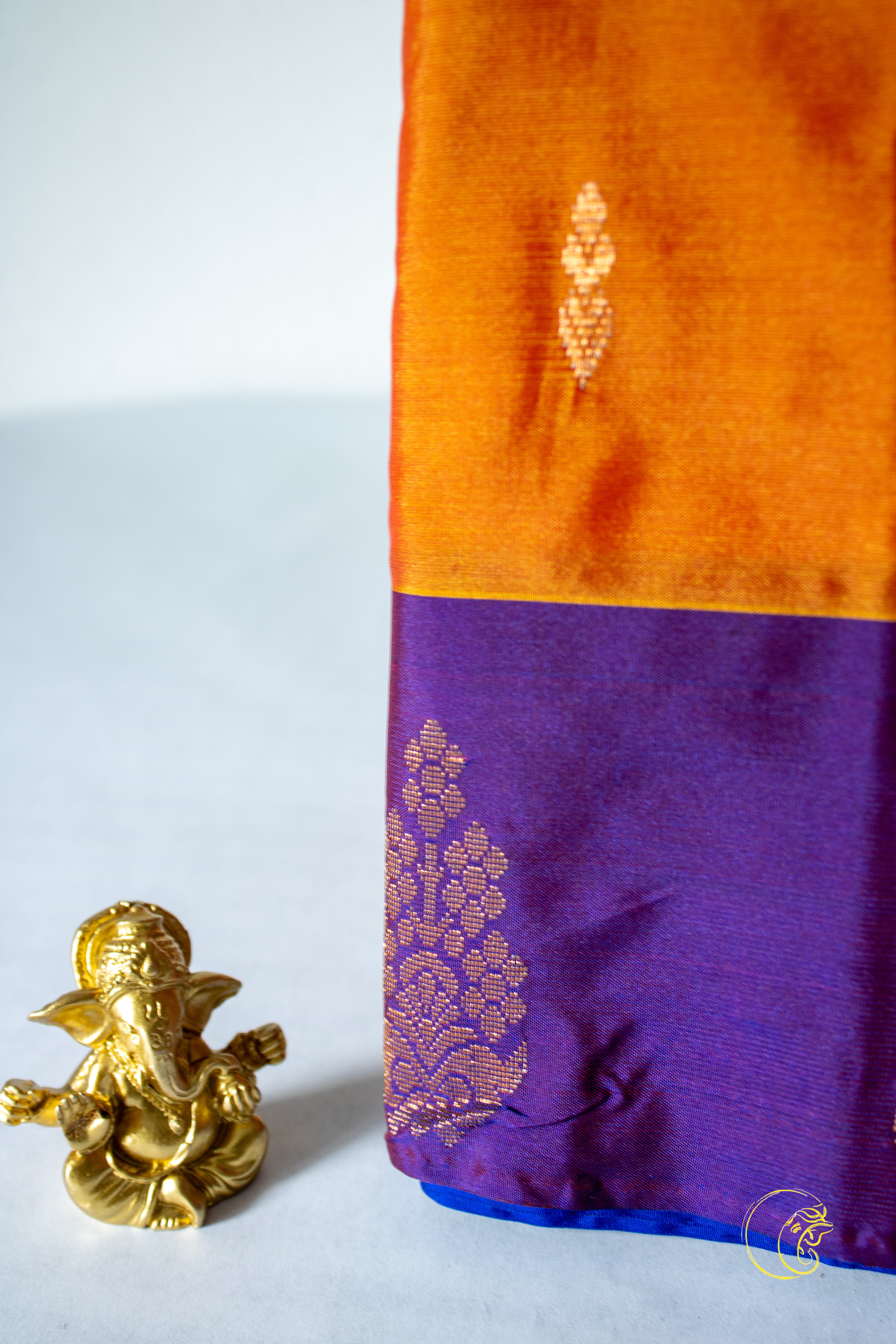 Orange & Violet Cotton Saree