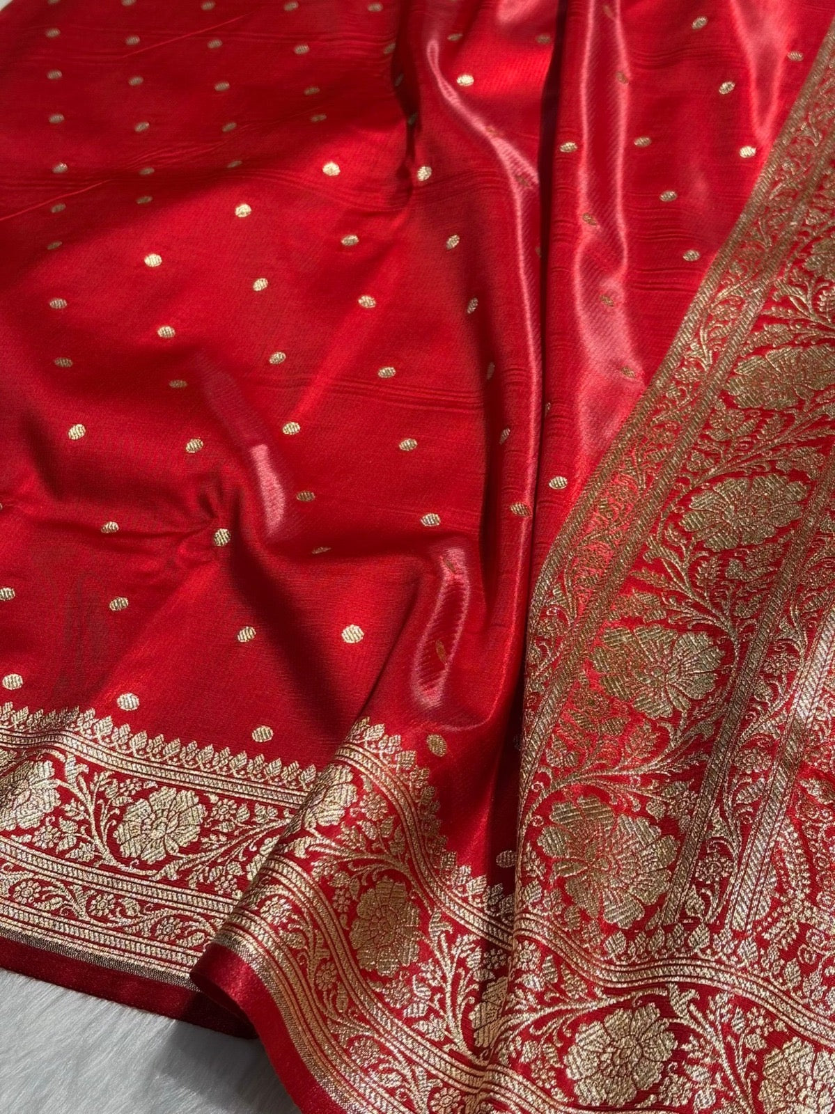 Red Banarasi Mashru Silk Saree