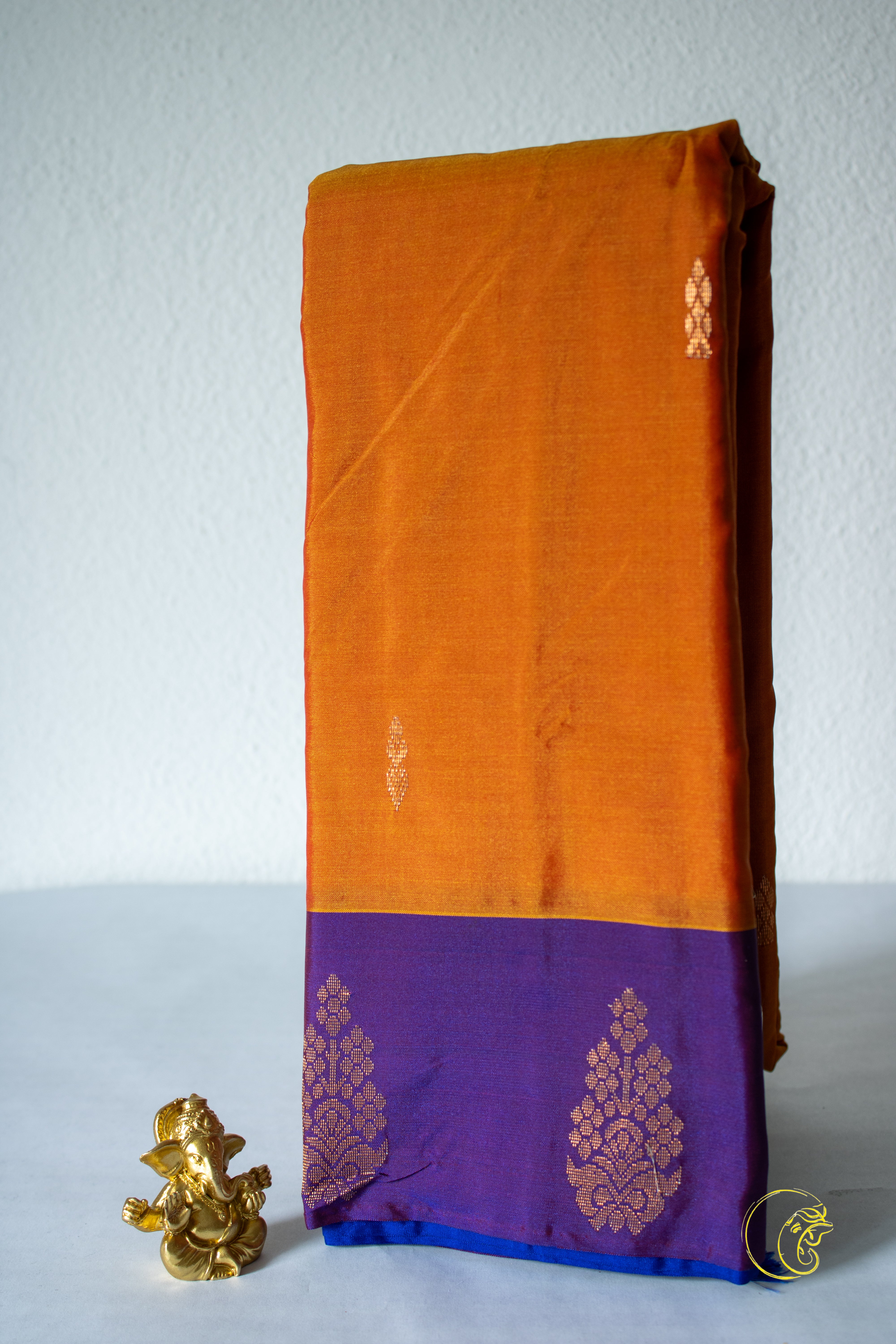 Orange & Violet Cotton Saree