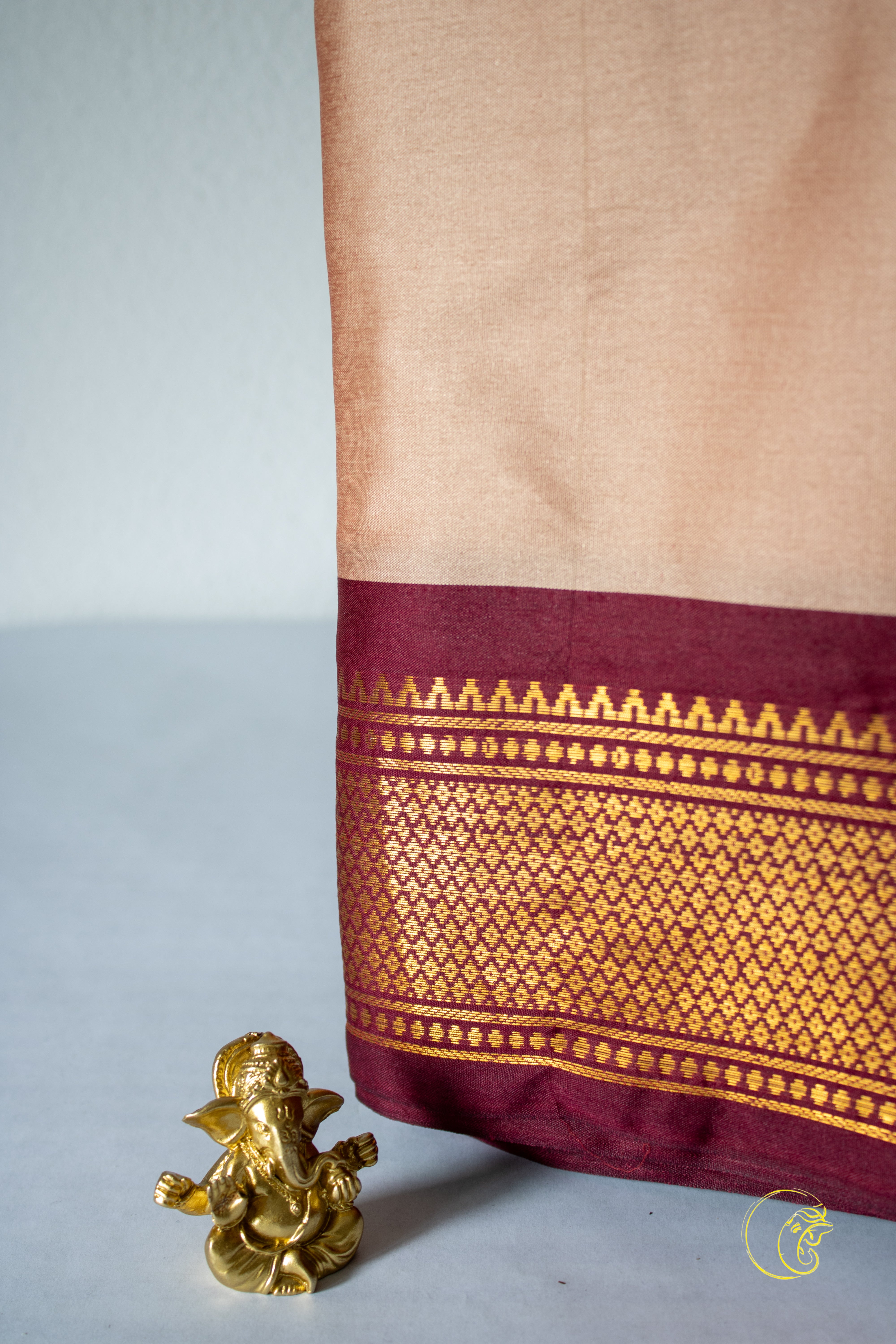 Beige & Darkred SoftCotton Saree