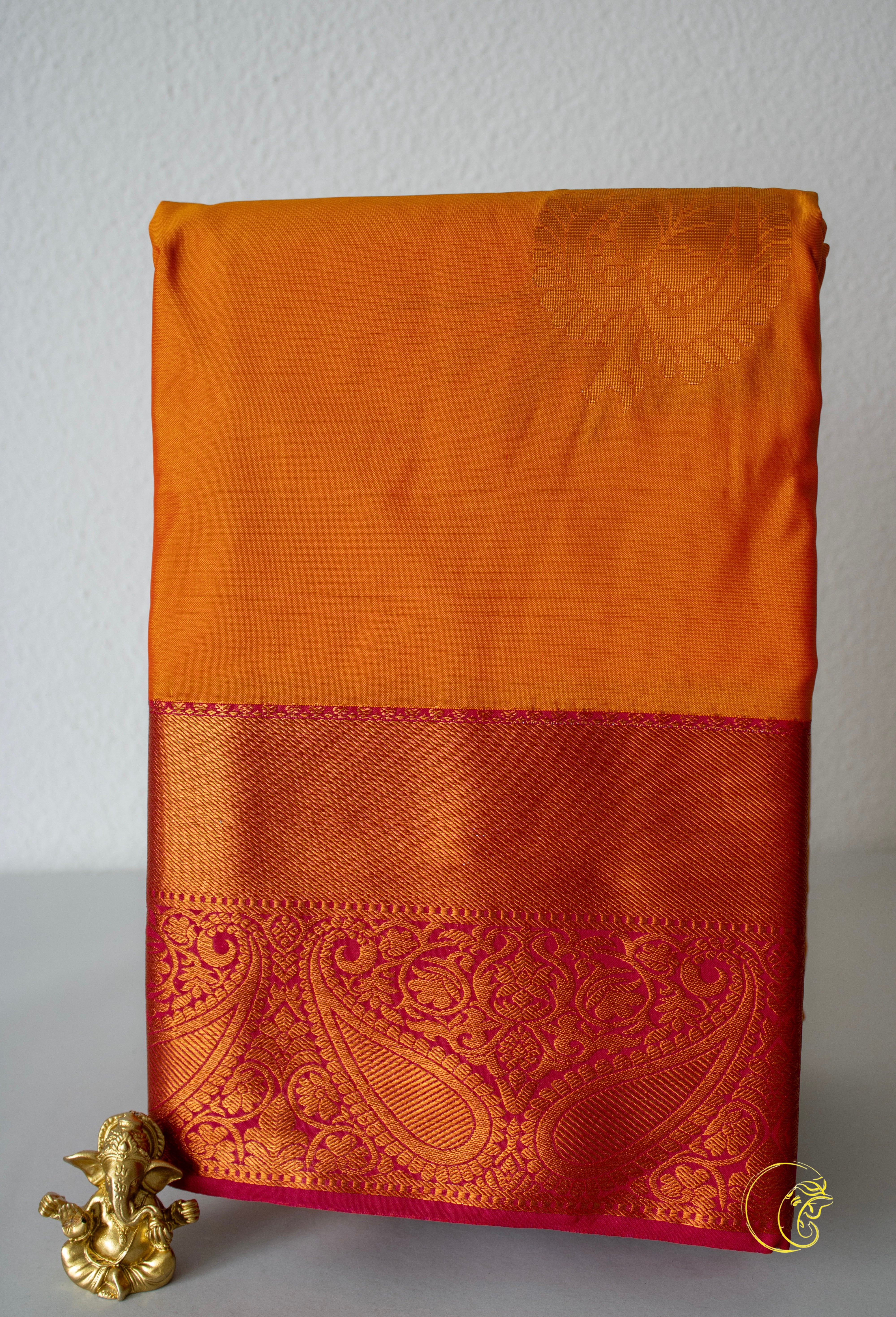 Orange & Pink SoftSilk Saree