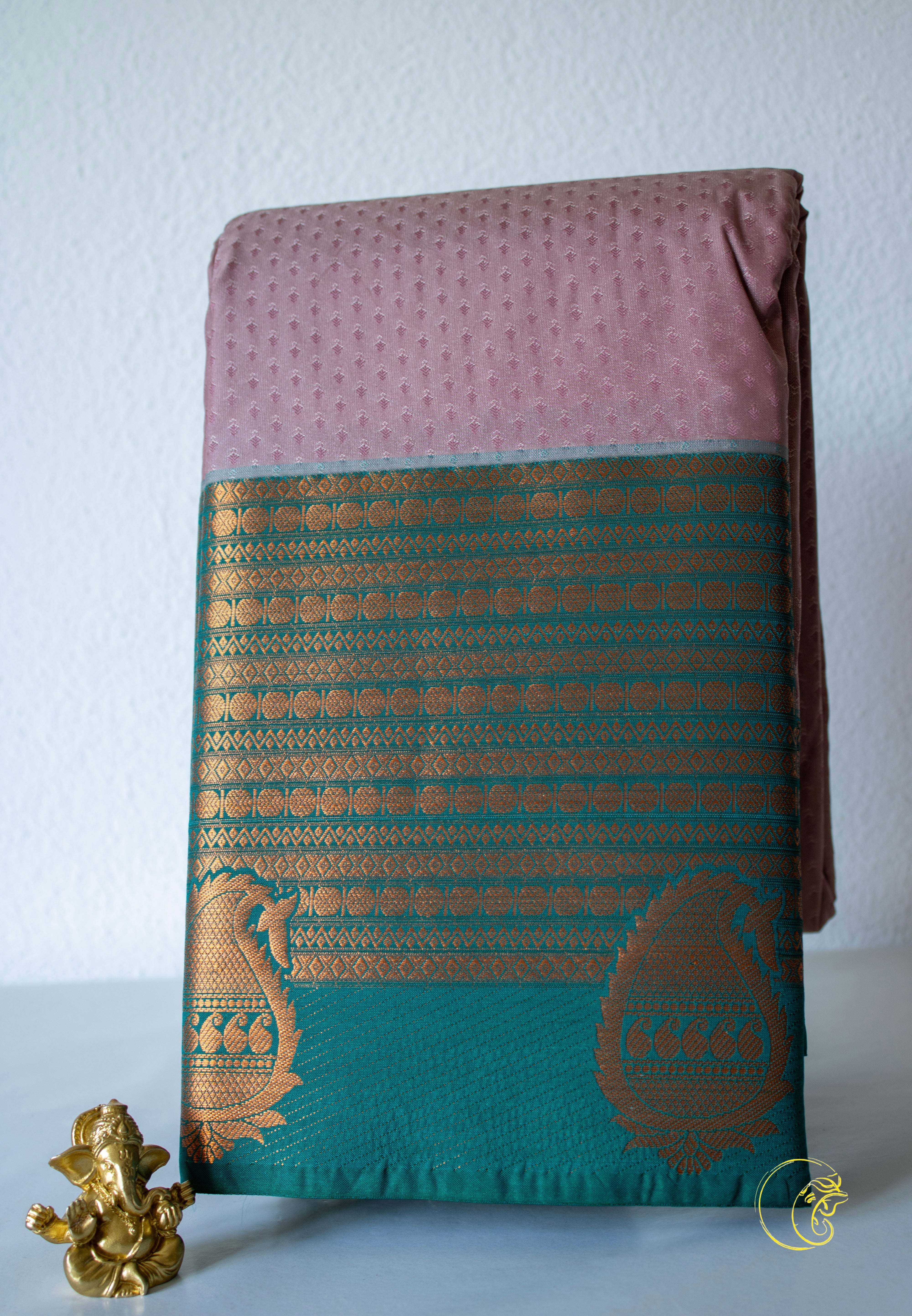 Rosé & Dark Turquois Softsilk Saree