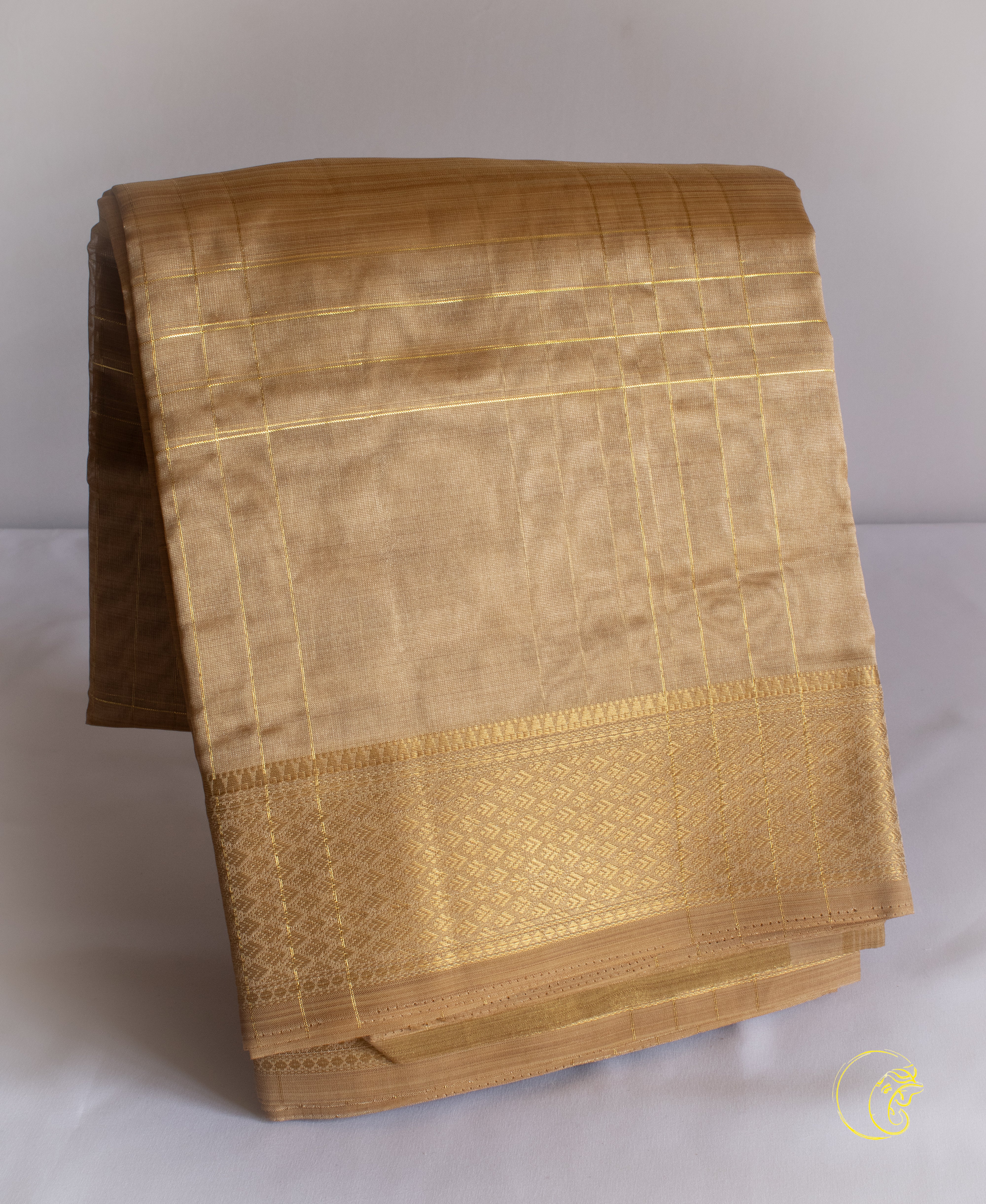 Gold Organza-Cotton Saree