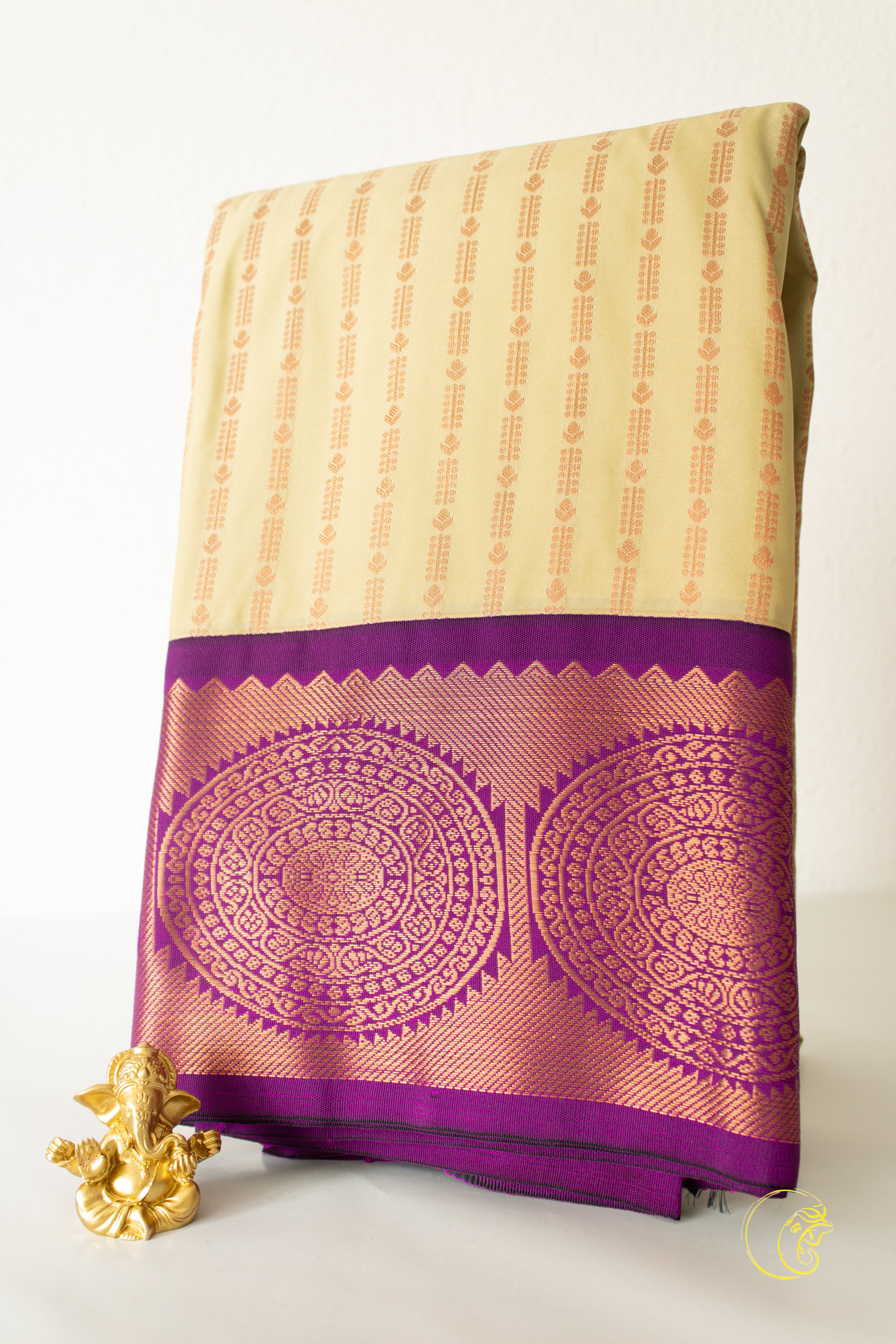 Vanilla & Purple SoftSilk Saree