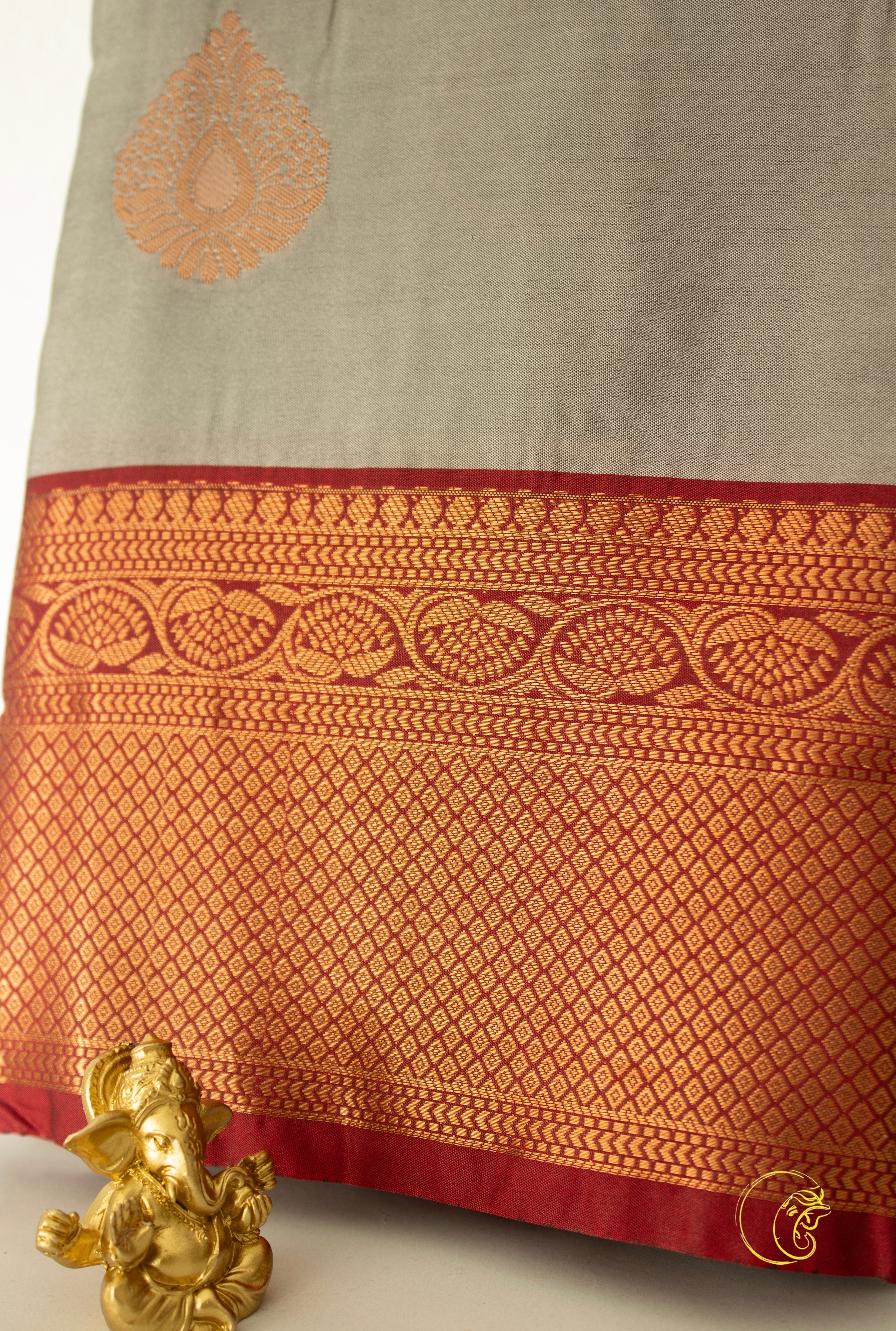 Grey & Maroon SoftSilk Saree