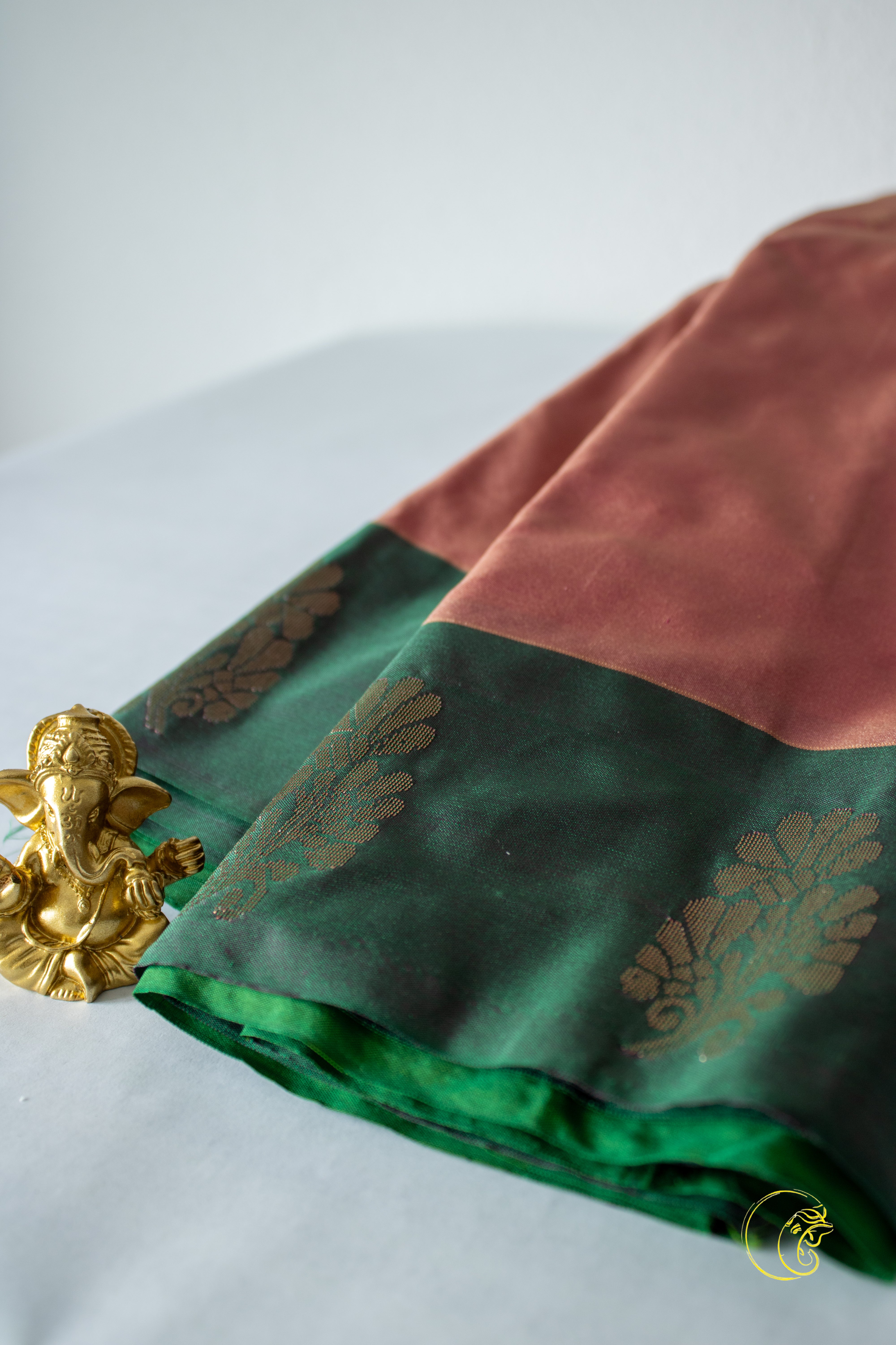 Rose & Green Cotton Saree