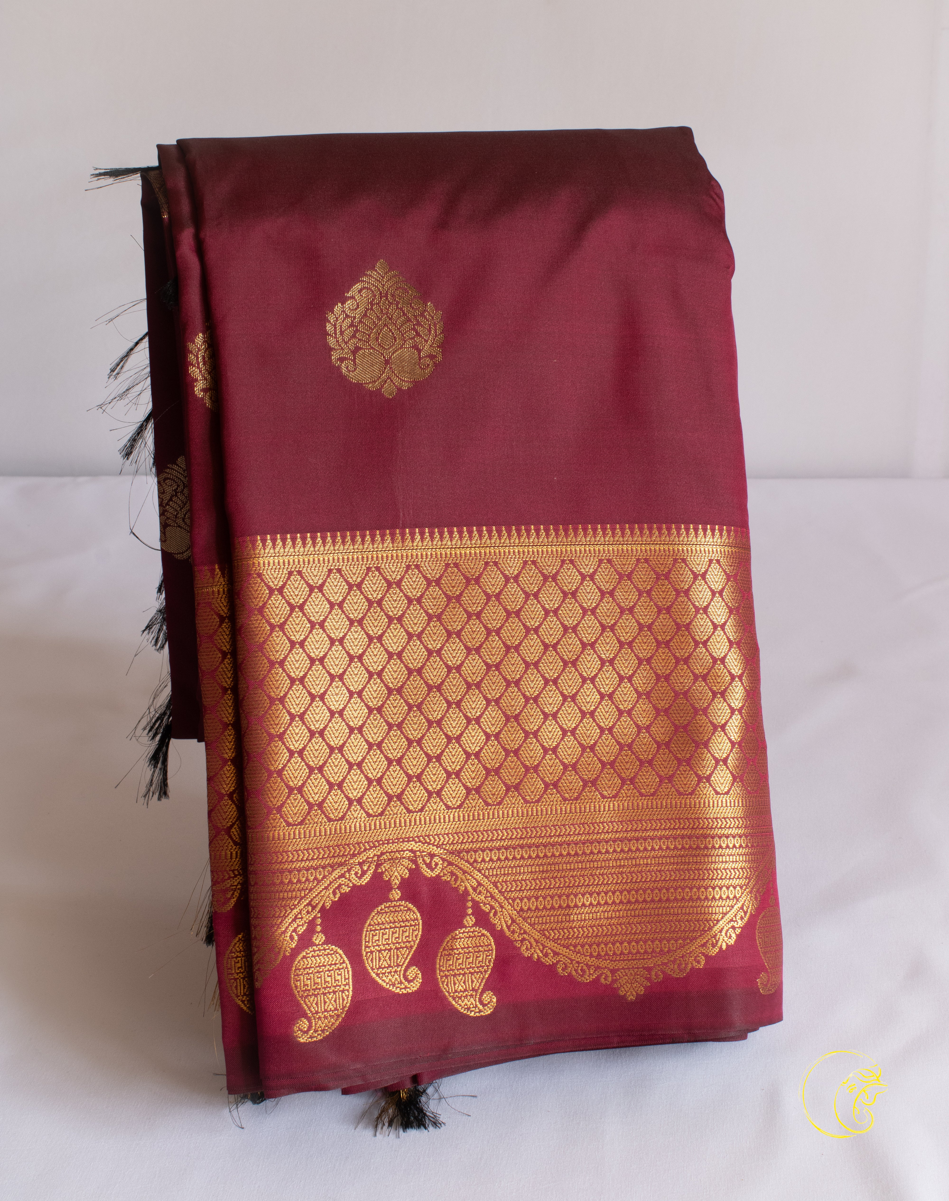 Dark Red SemiKanchi Saree