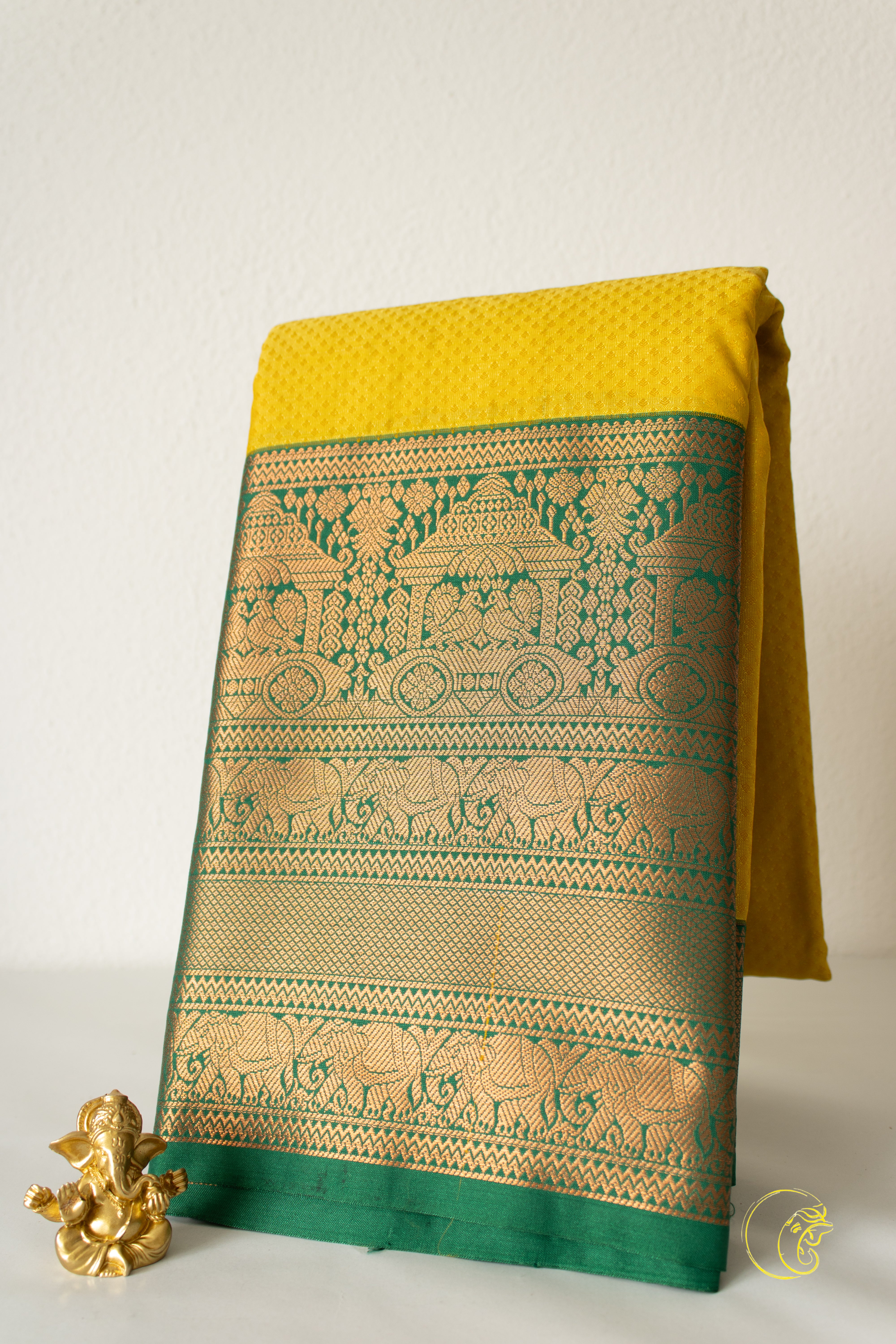 Yellow & Green SoftSilk Saree