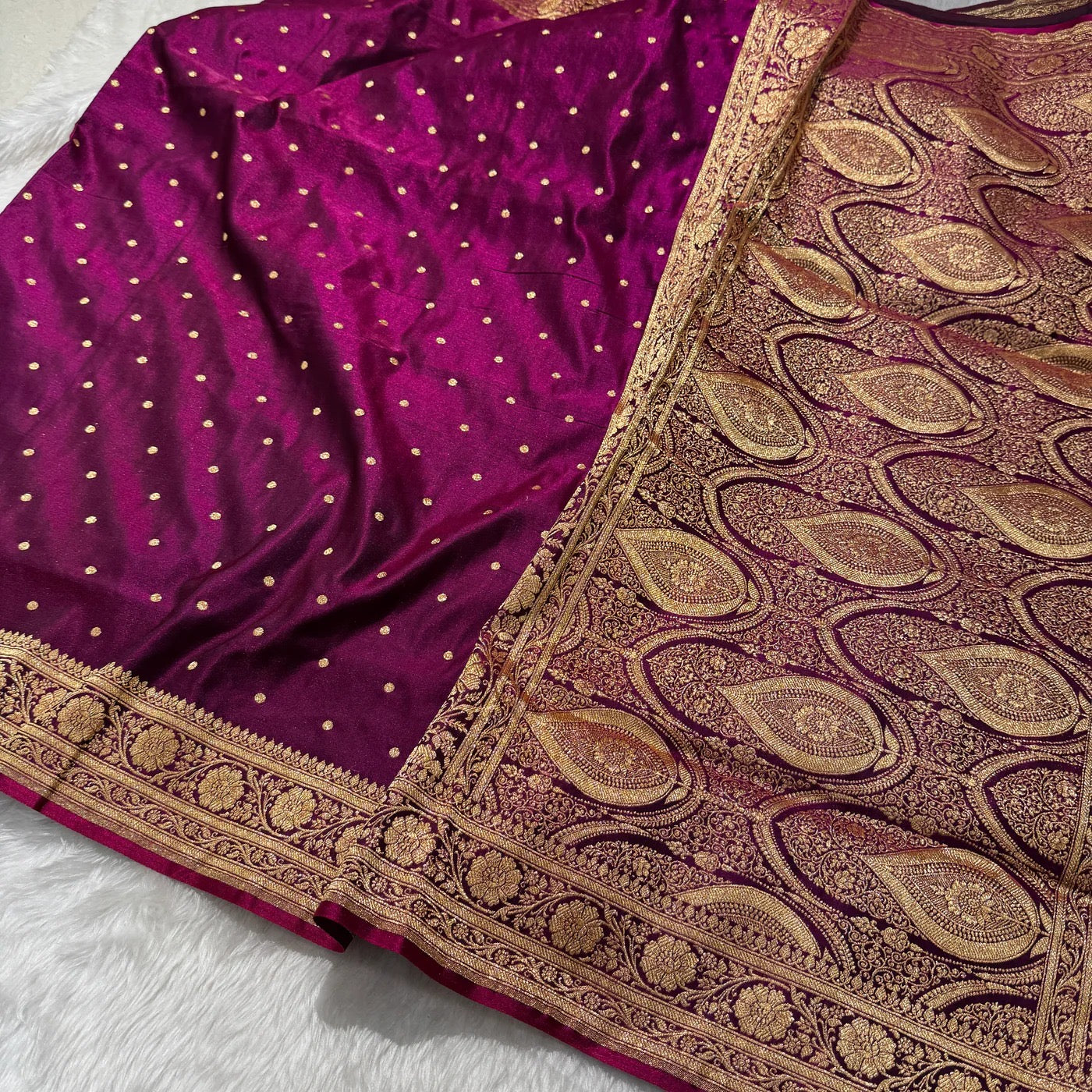 Magenta Banarasi Mashru Silk Saree