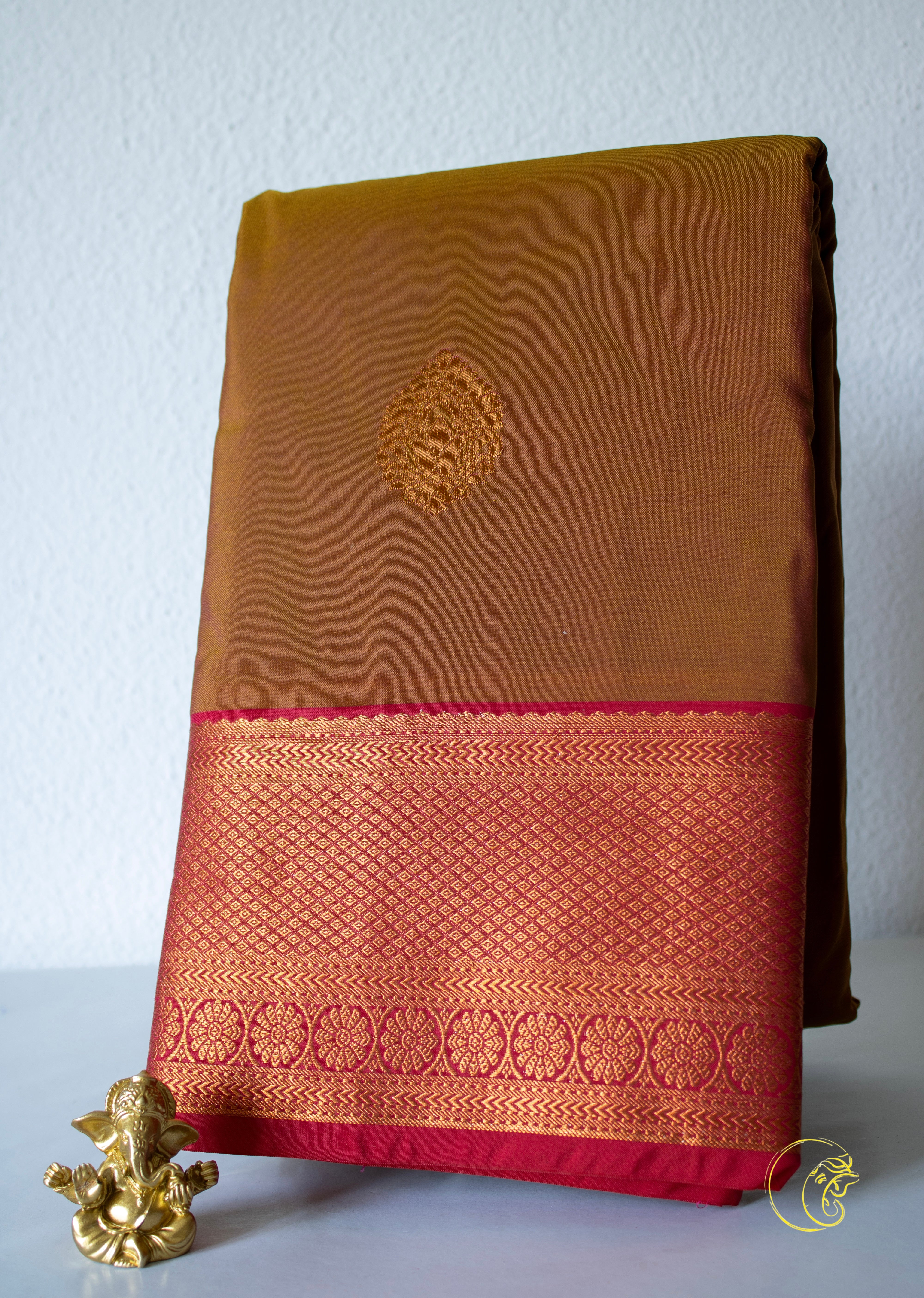 Sandy Orange & Red Softsilk Saree