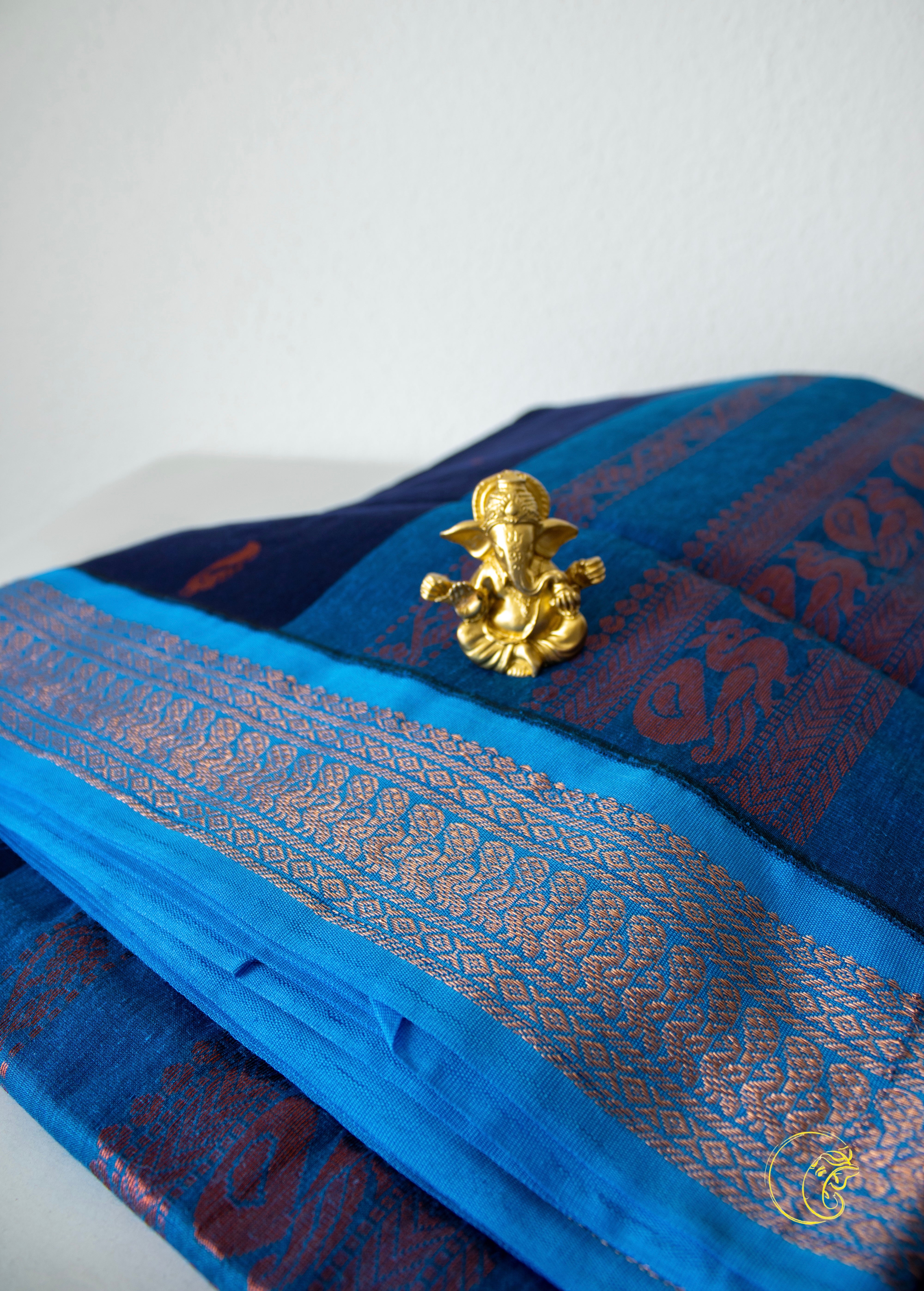 Navy & SkyBlue SoftCotton Saree (Kalyani)