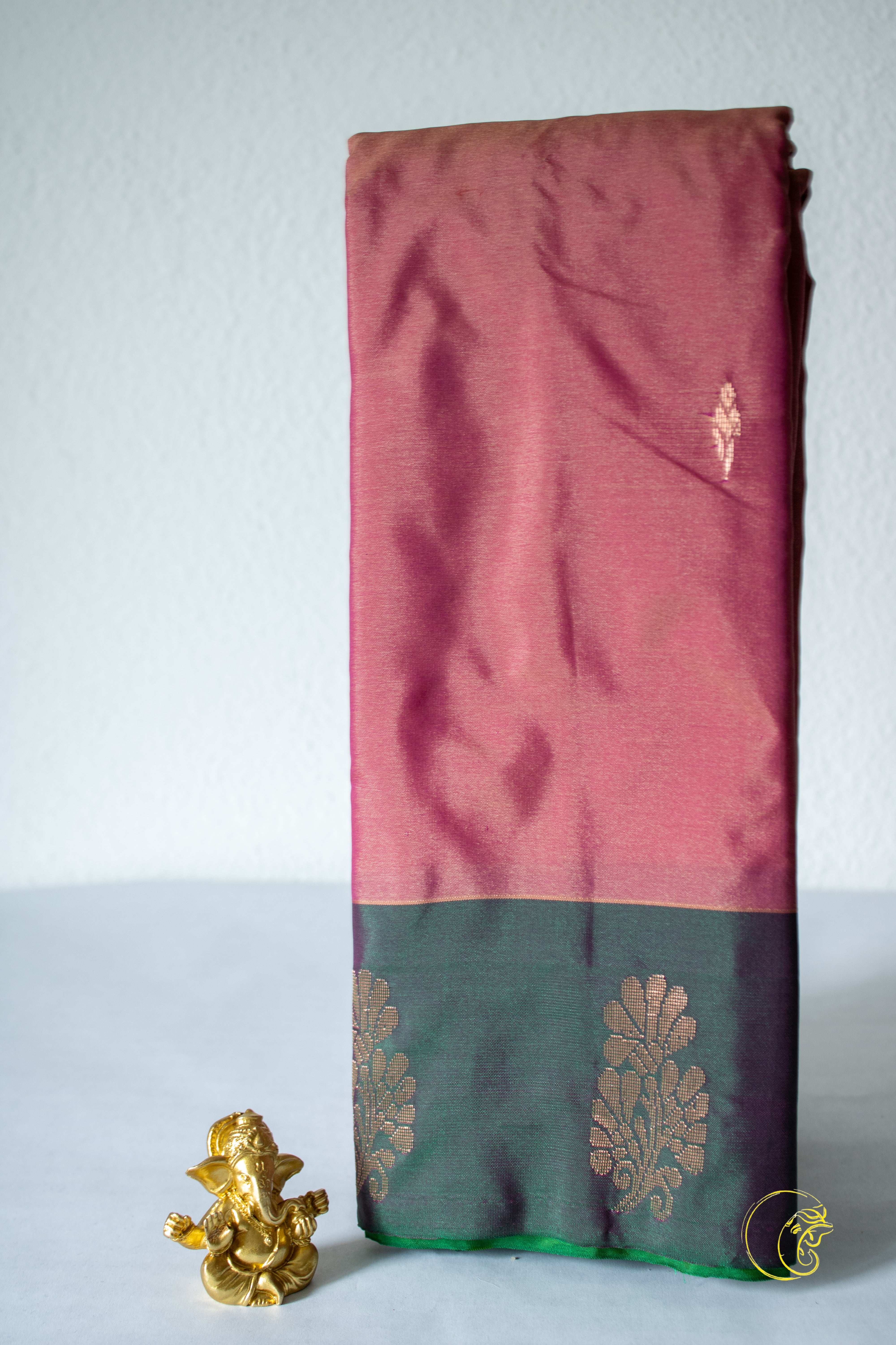 Rose & Green Cotton Saree