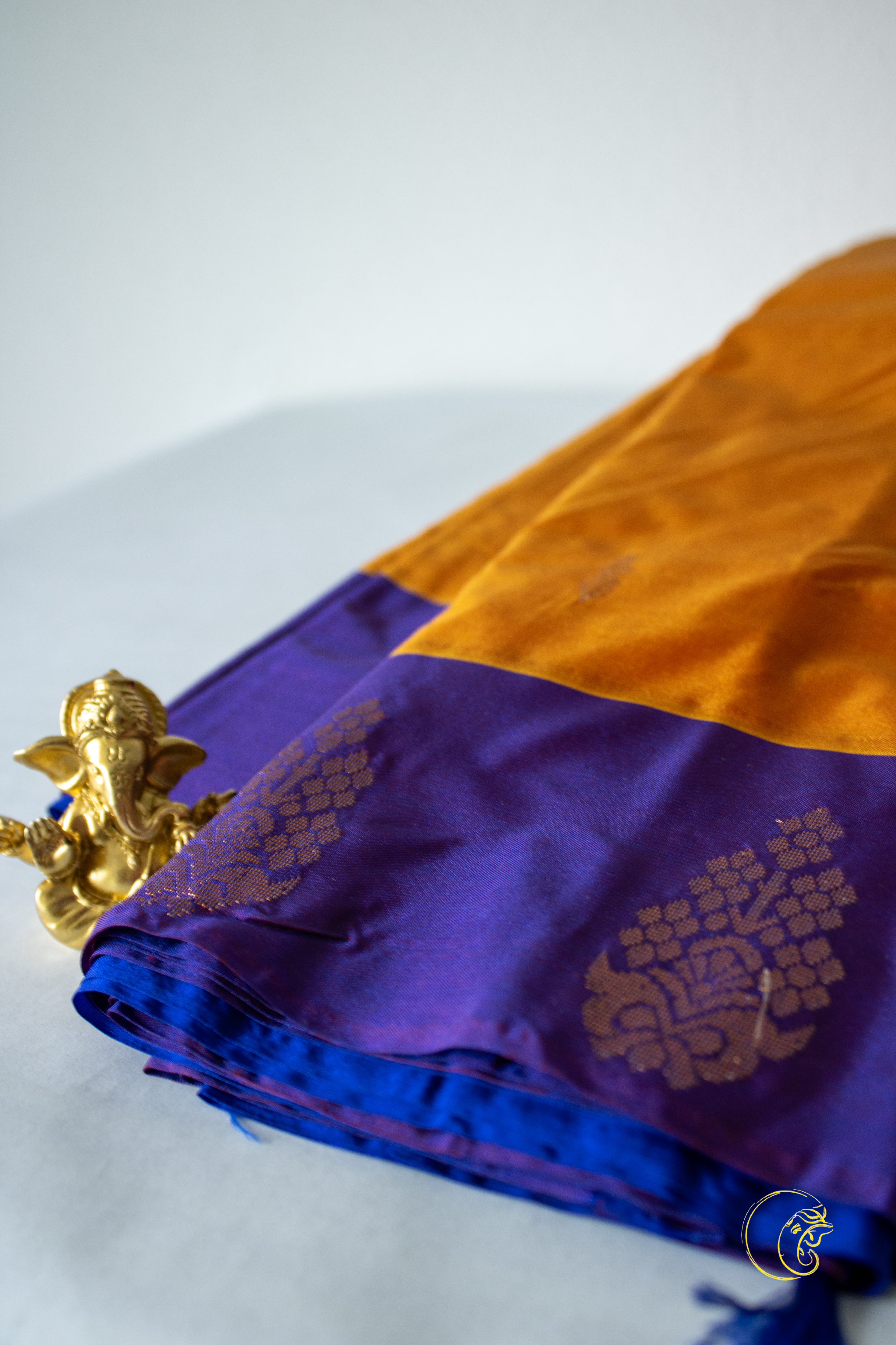 Orange & Violet Cotton Saree