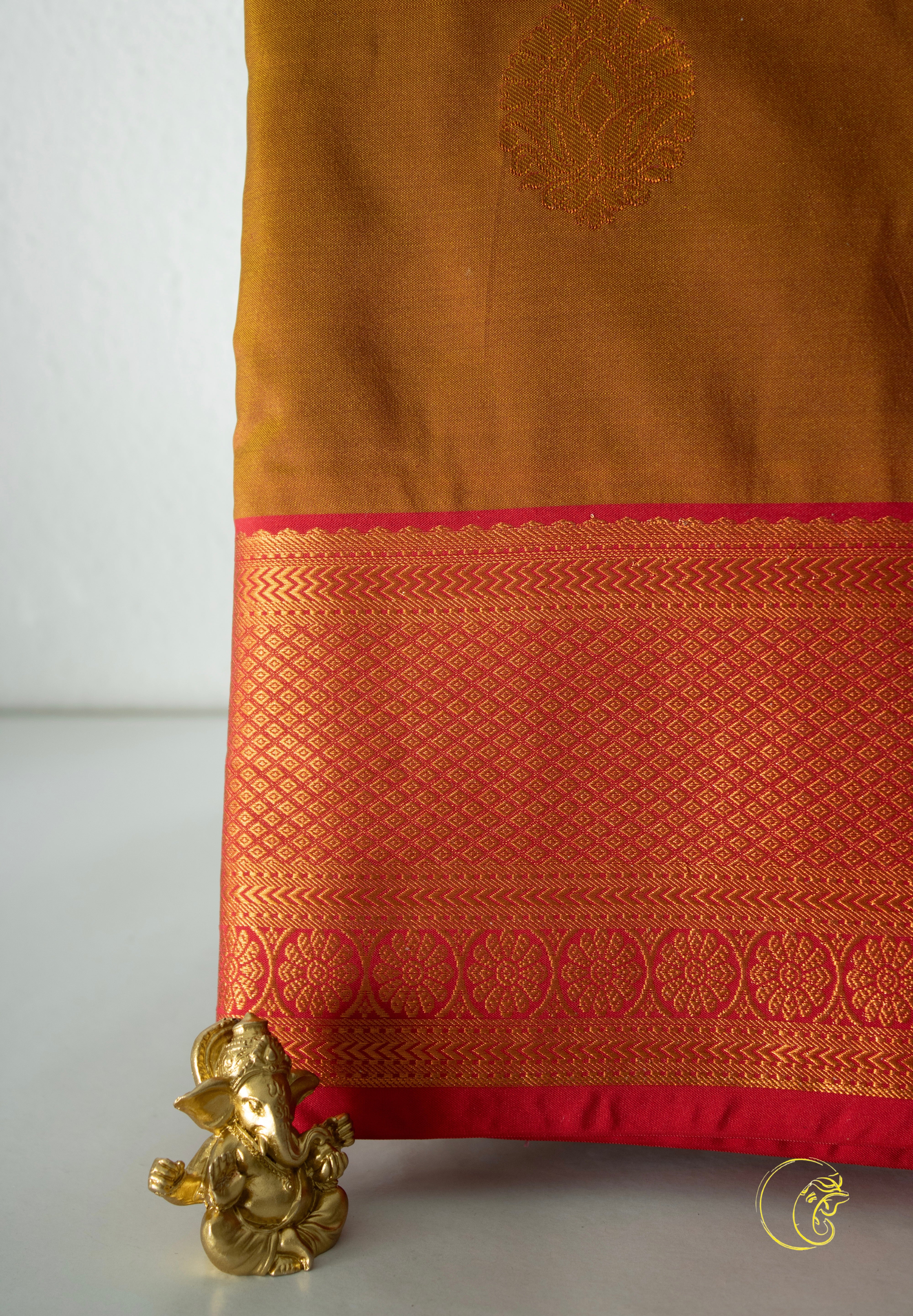 Sandy Orange & Red Softsilk Saree