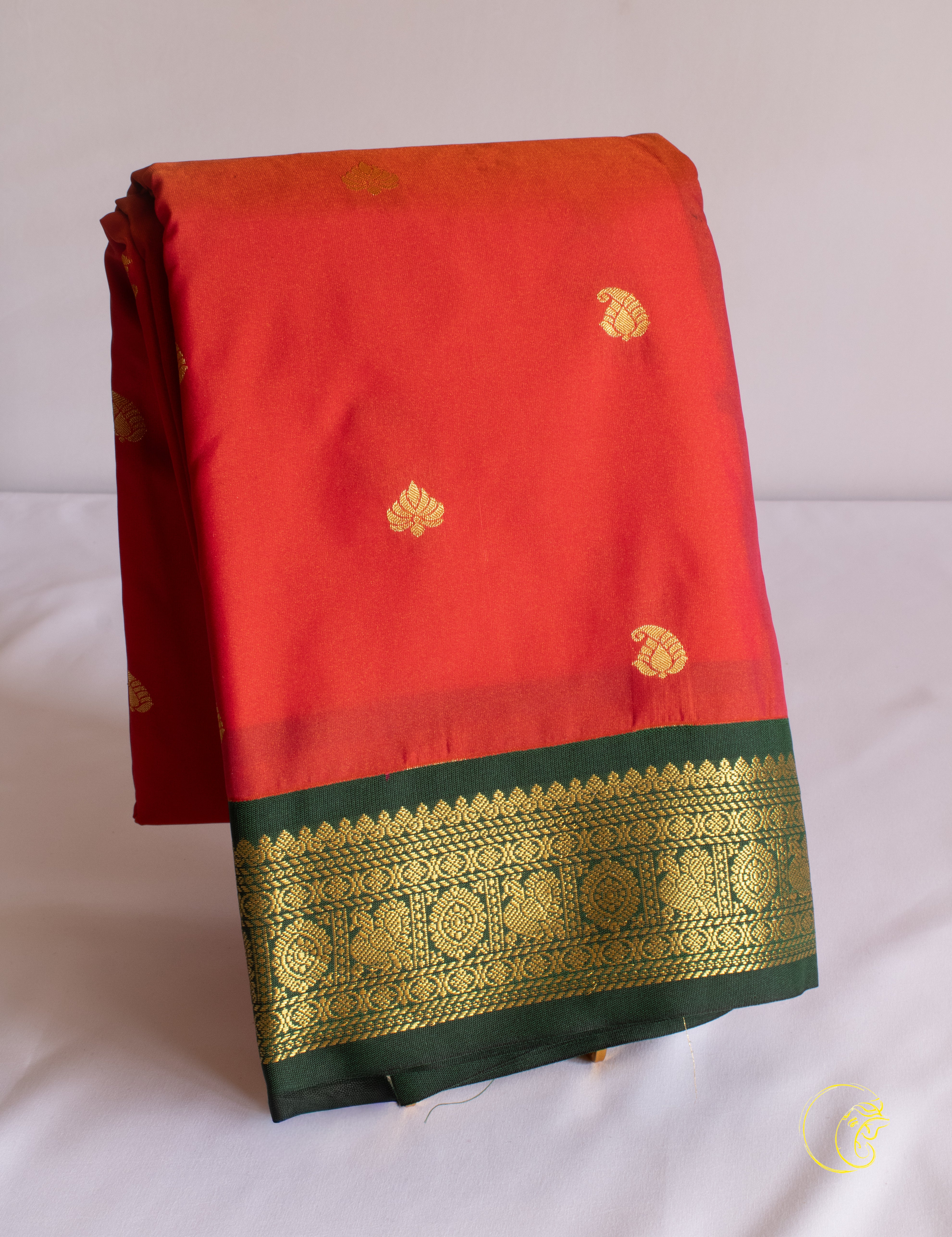 Orange & Green SoftCotton Saree