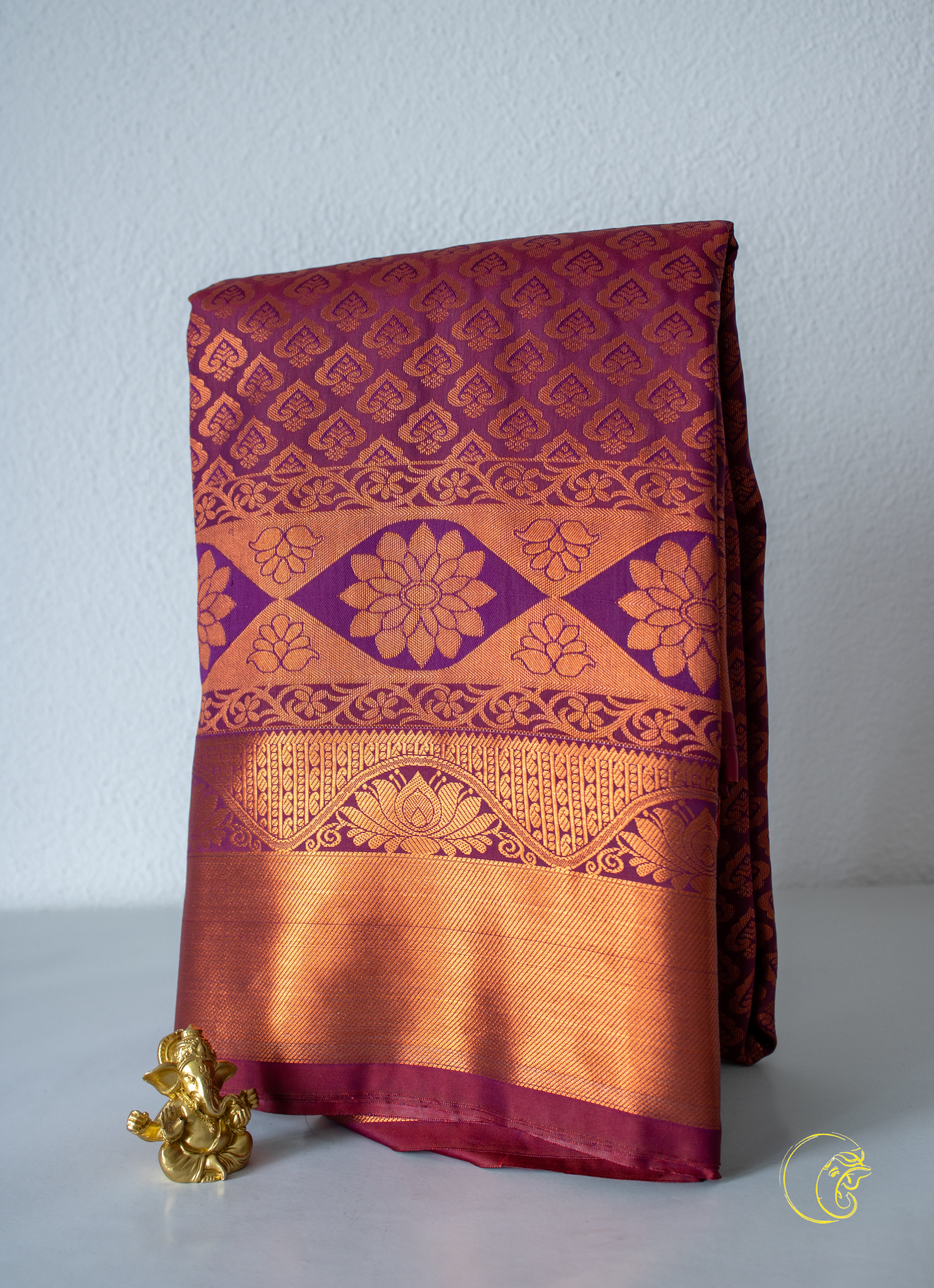 Violet Copper SemiKanchi Saree