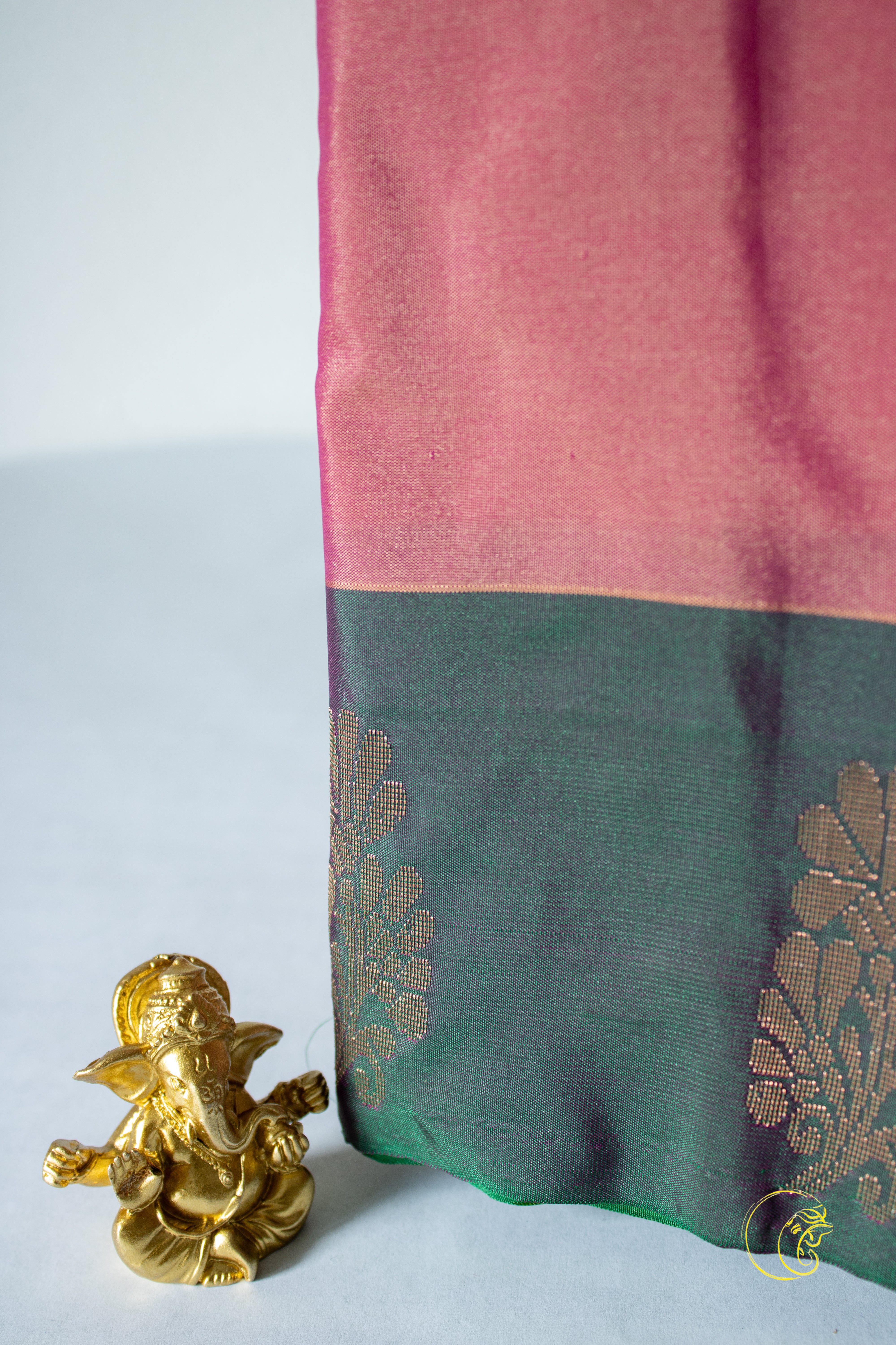 Rose & Green Cotton Saree