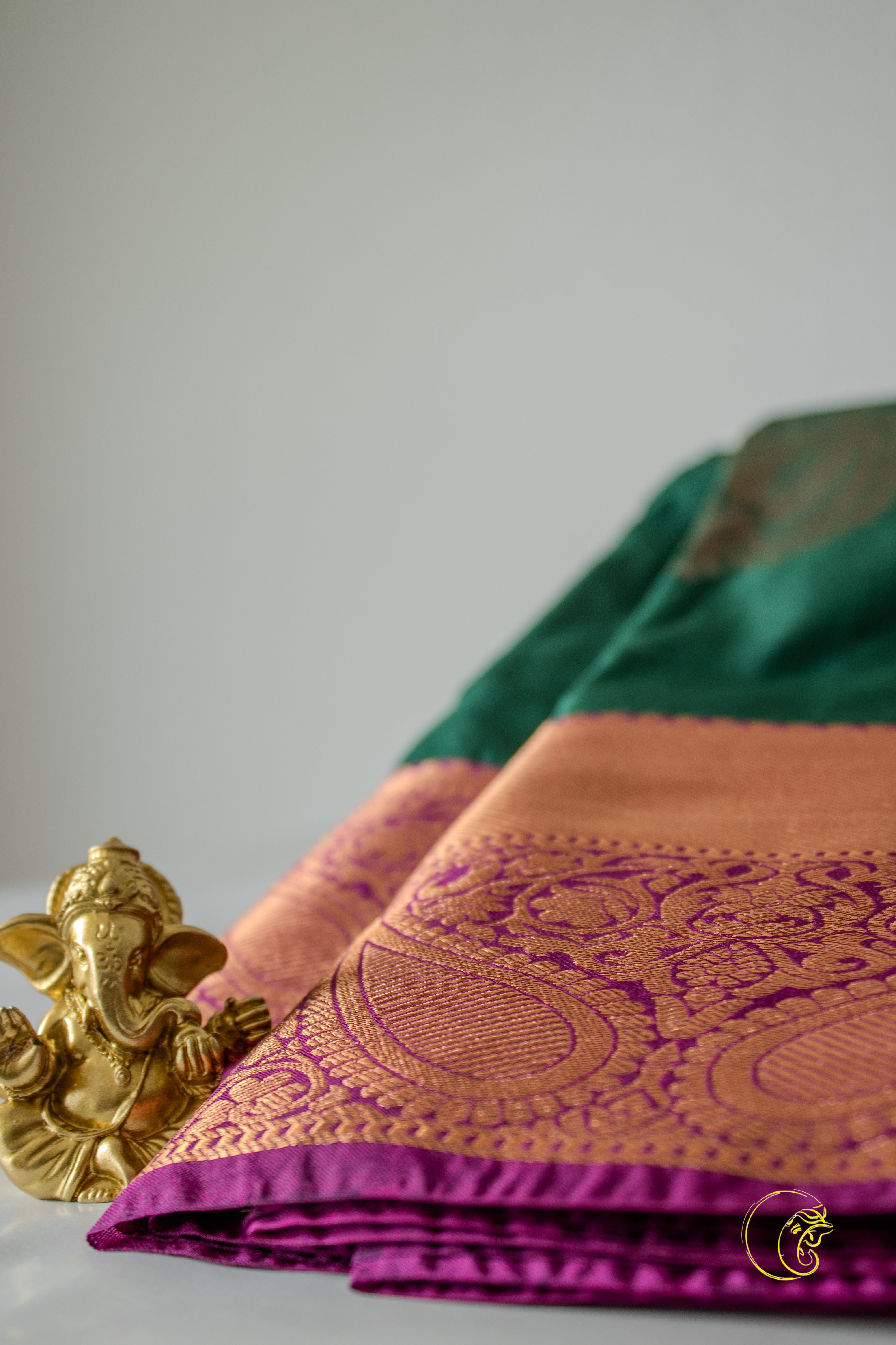 Darkgreen & Magenta SemiKanchi Saree