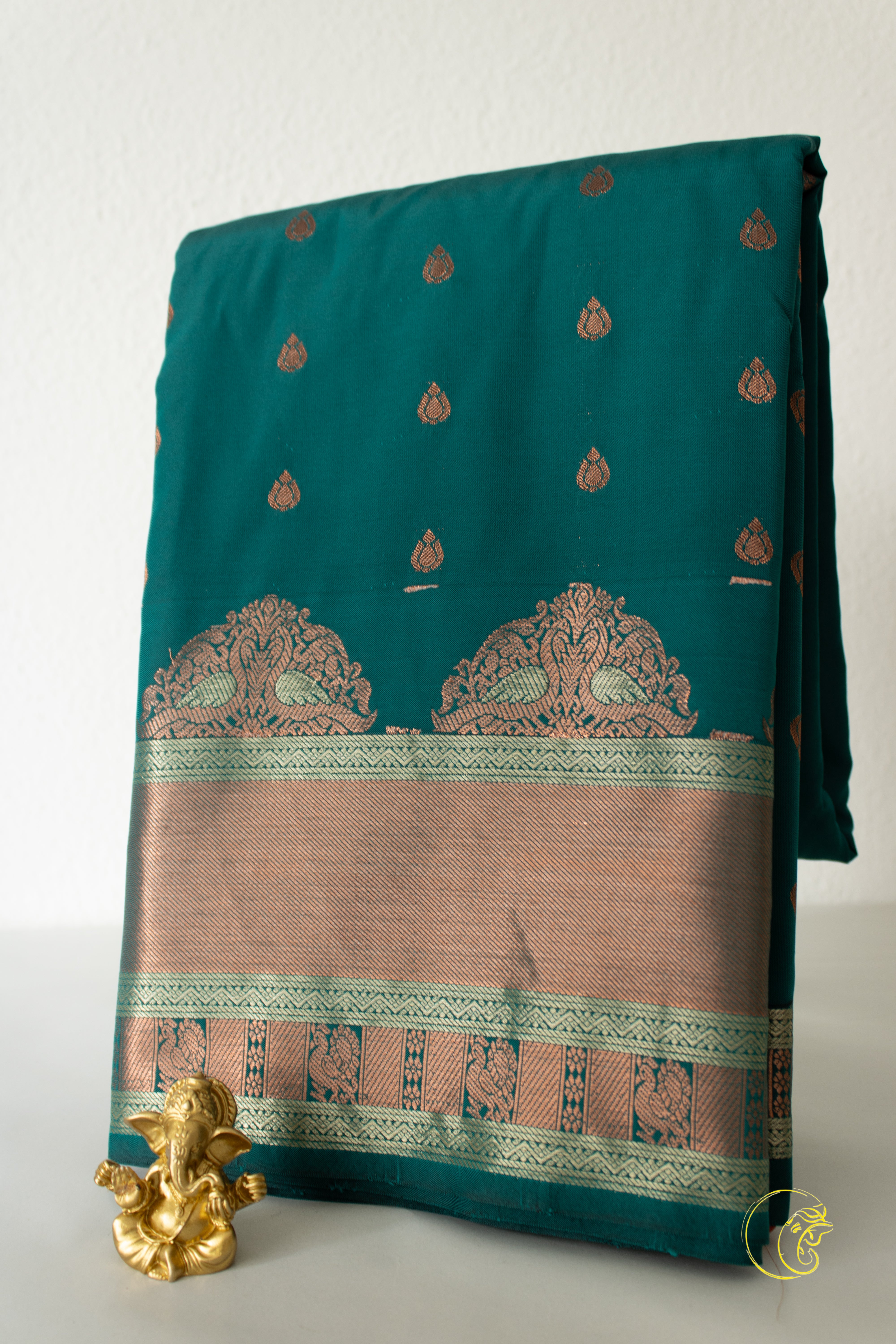 Peacock & Orange SoftSilk Saree