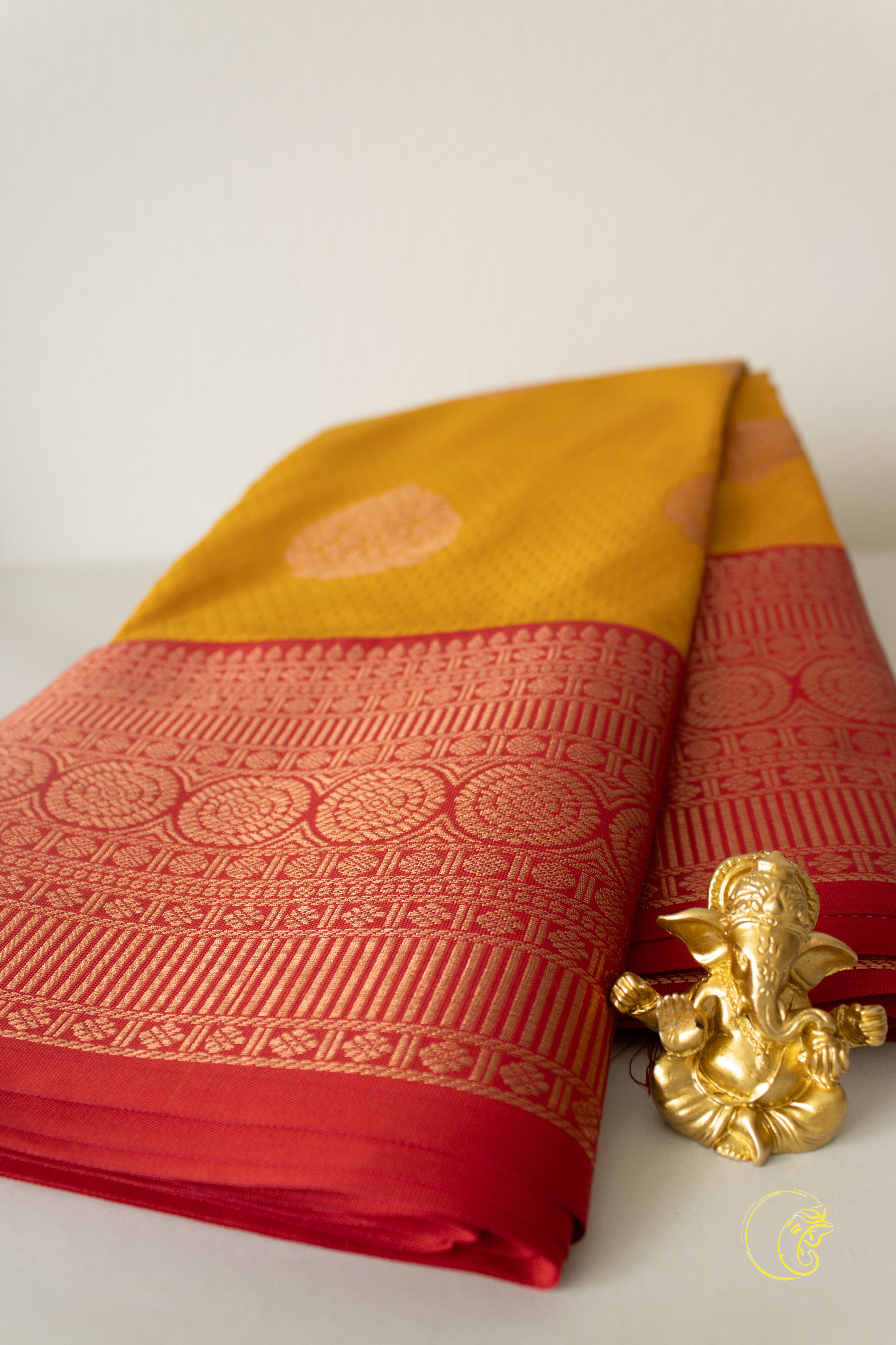 Yellow & Pink SoftSilk Saree