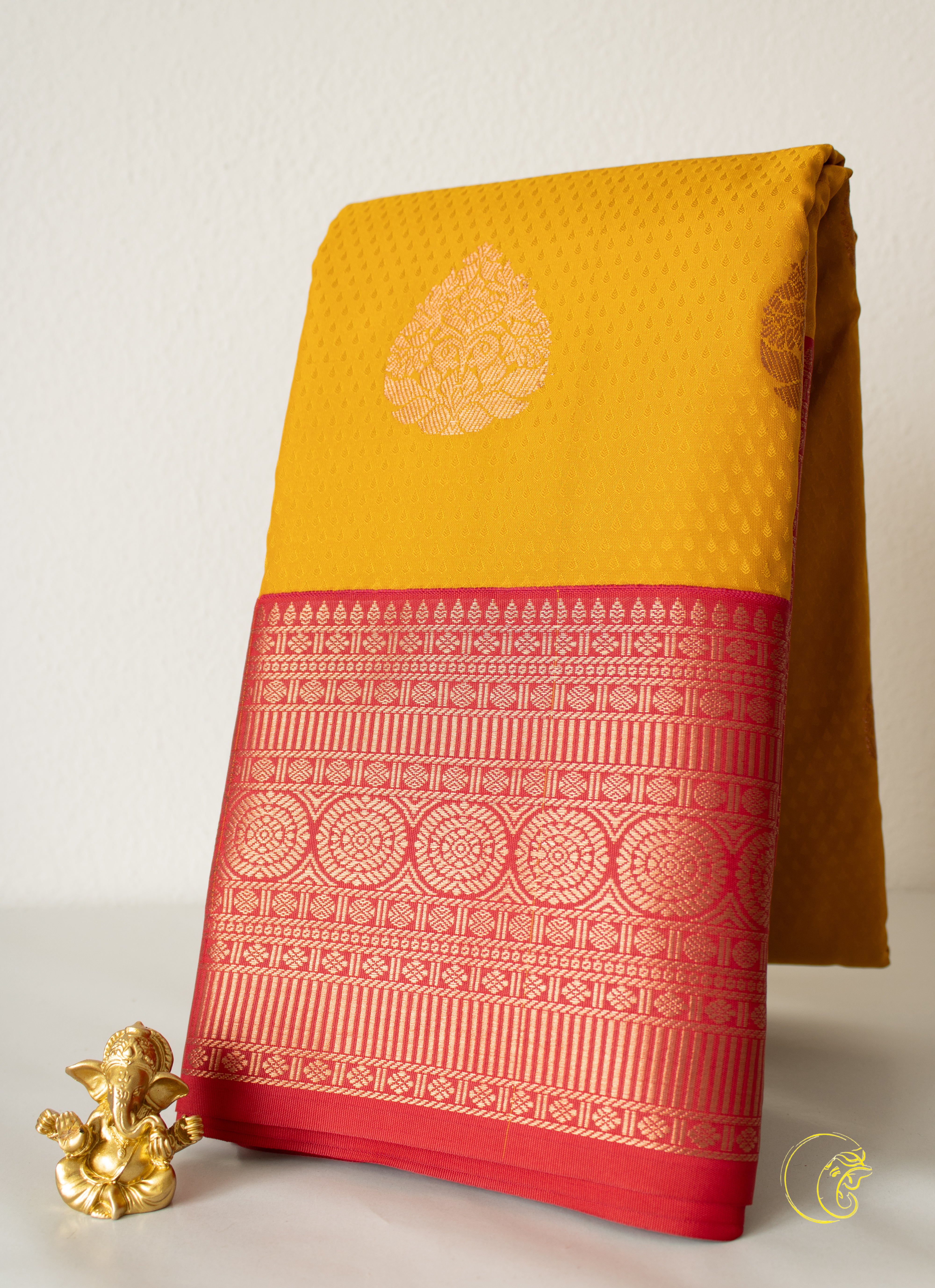 Yellow & Pink SoftSilk Saree