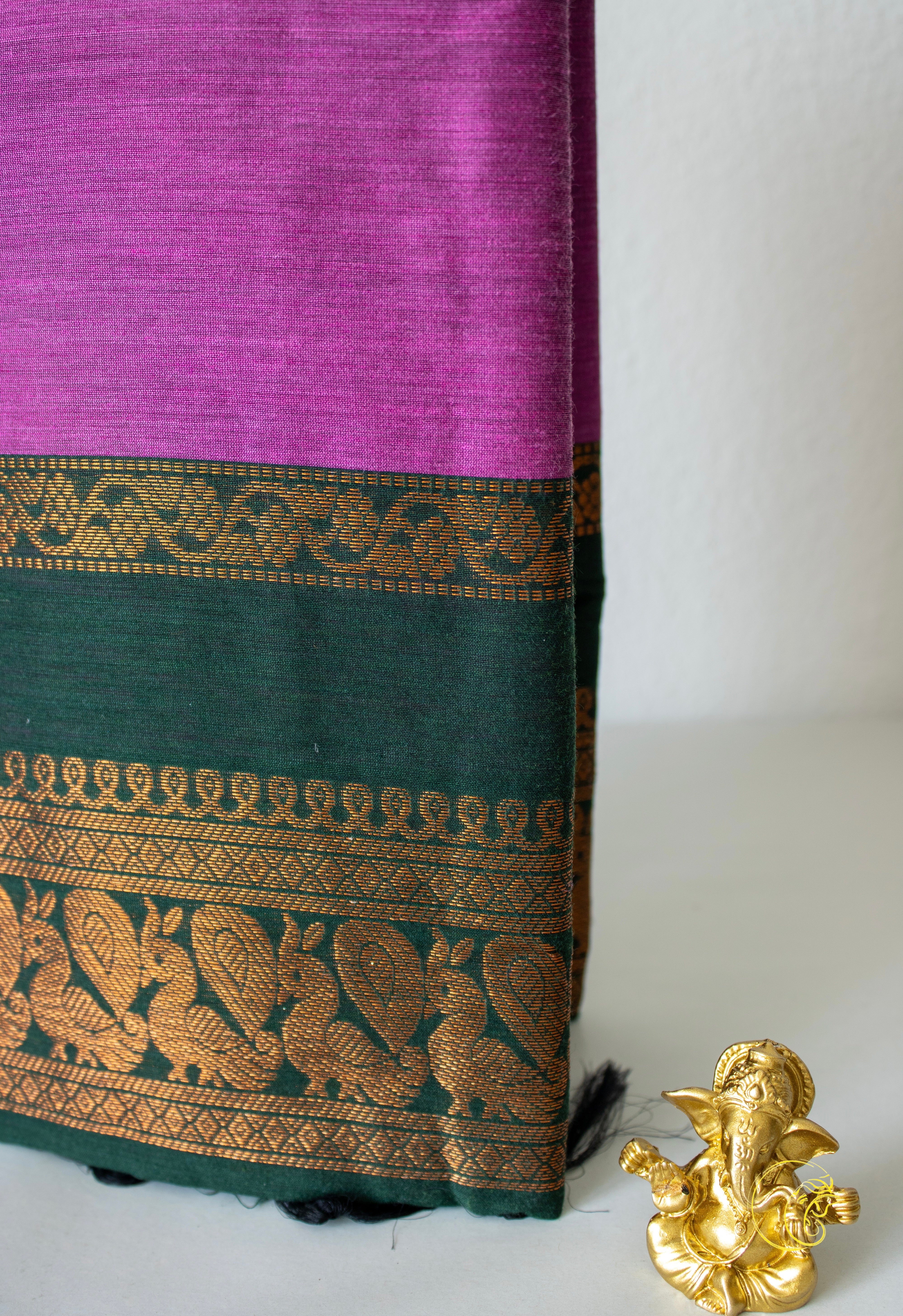 Fuchsia & Darkgreen SoftCotton Saree (Kalyani)